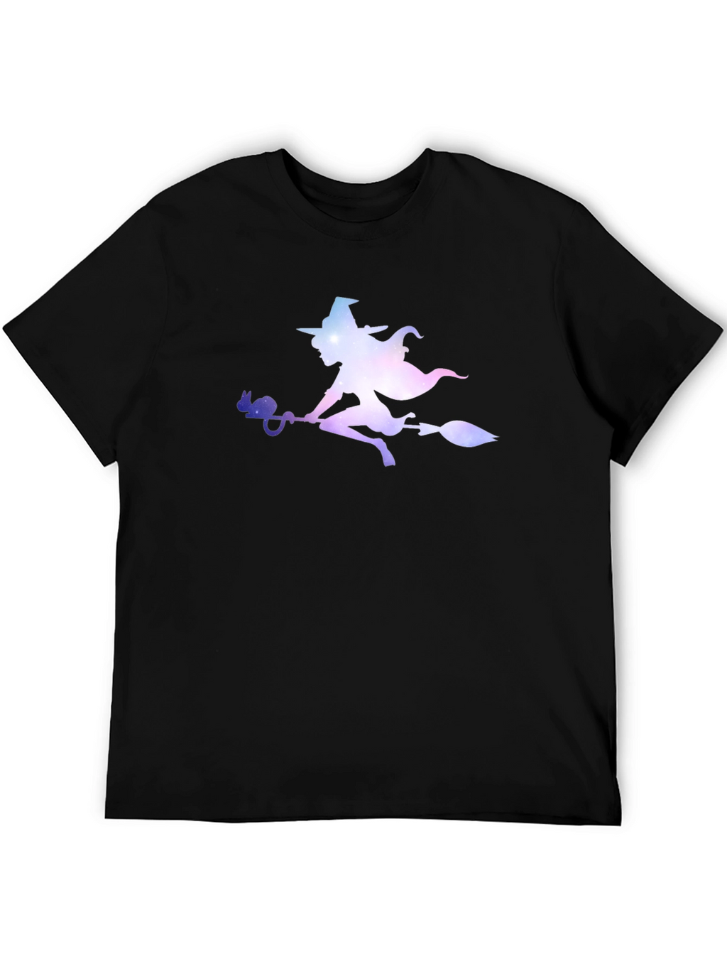 Witch Silhouette Graphic Tee - Black Cotton T-Shirt