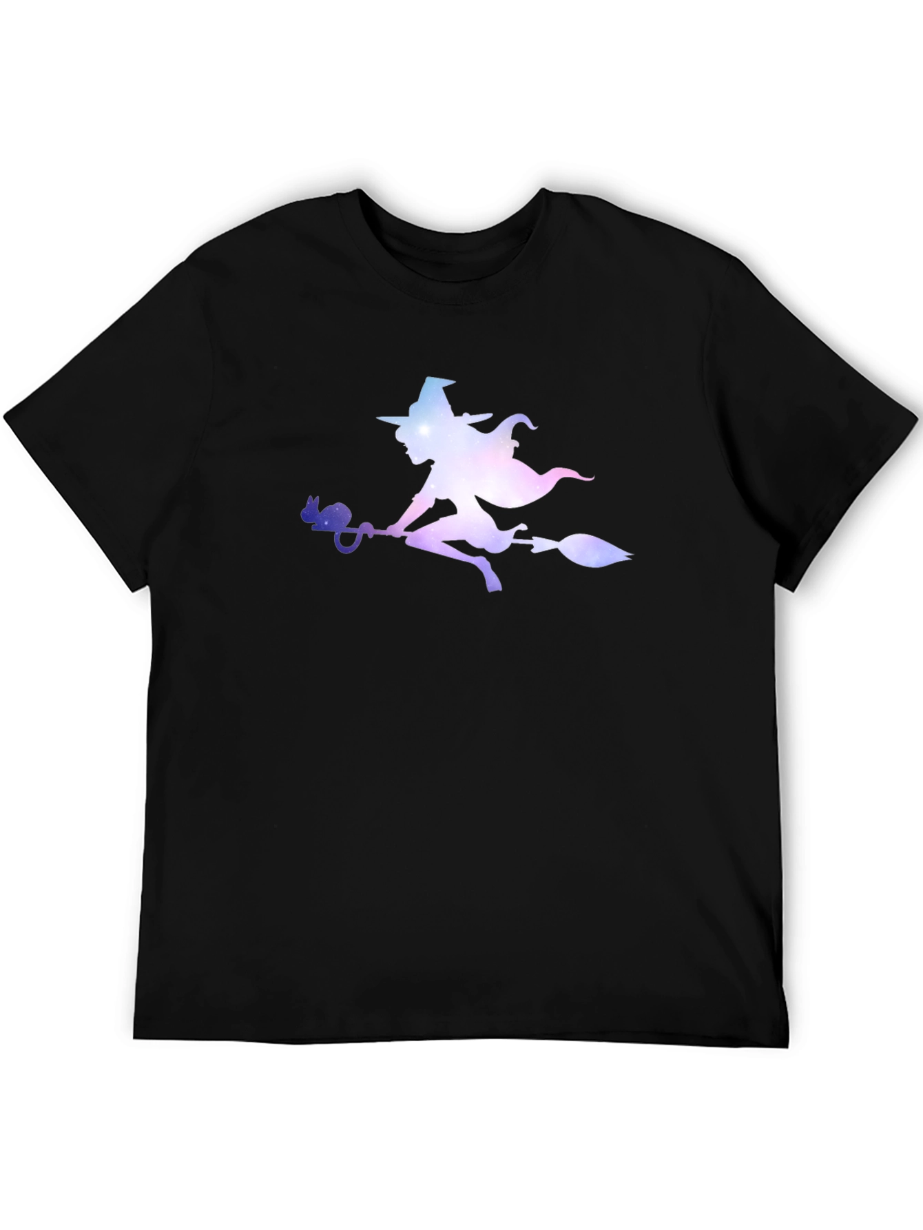 Witch Silhouette Graphic Tee - Black Cotton T-Shirt