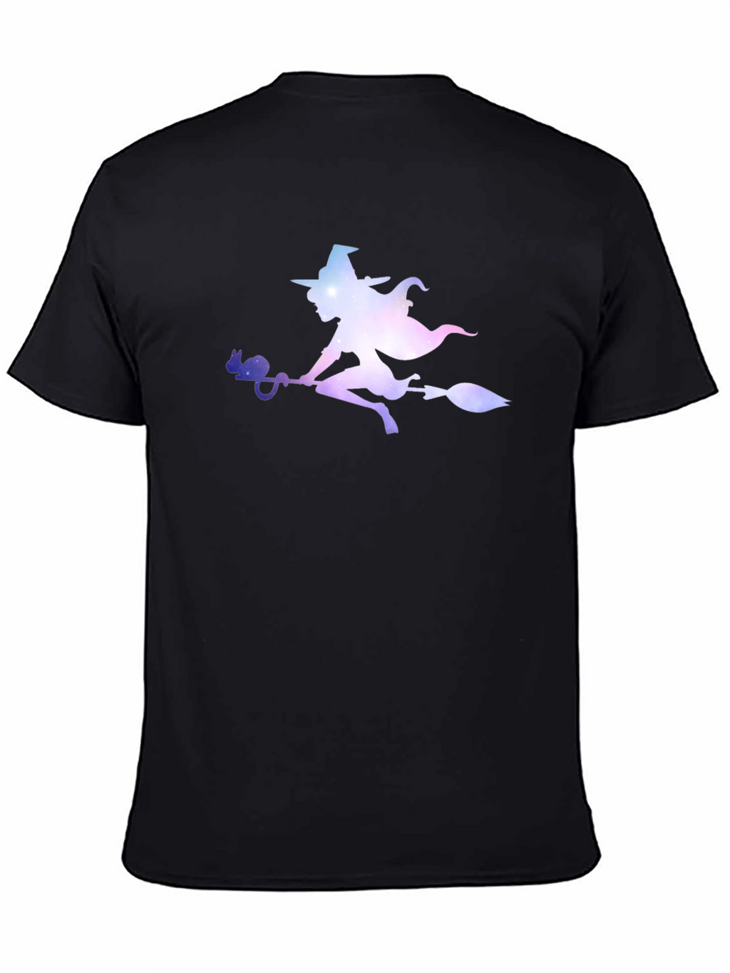 Witch Silhouette Graphic Tee - Black Cotton T-Shirt