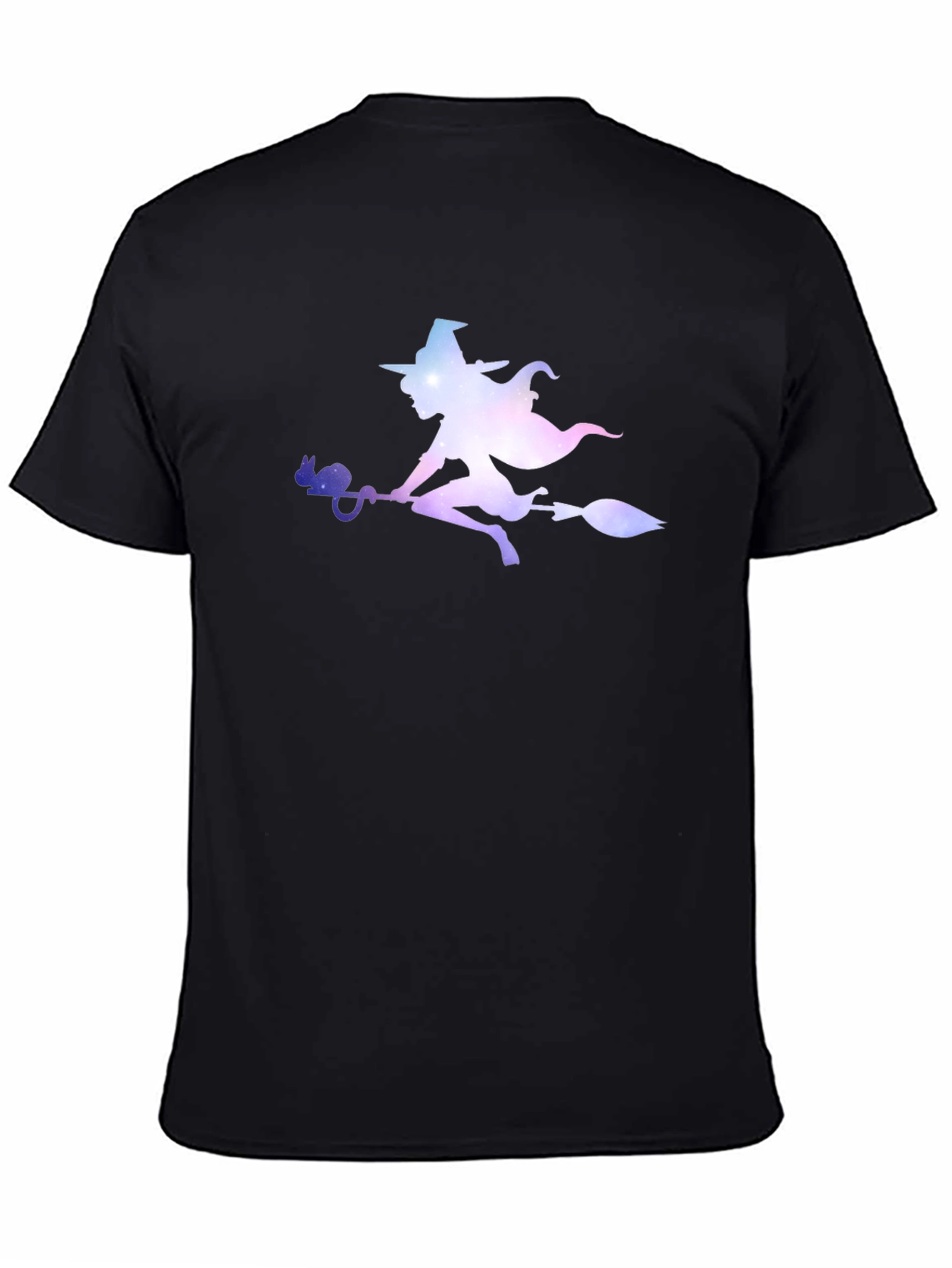 Witch Silhouette Graphic Tee - Black Cotton T-Shirt