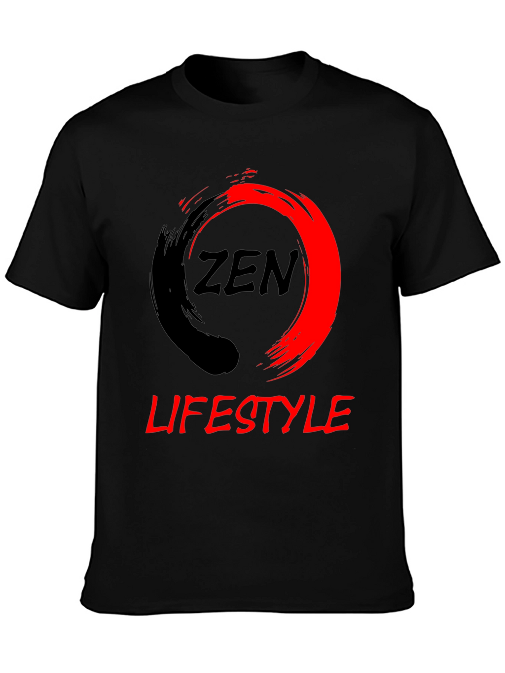 Zen Lifestyle Black T-Shirt: Red & Black Graphic Tee