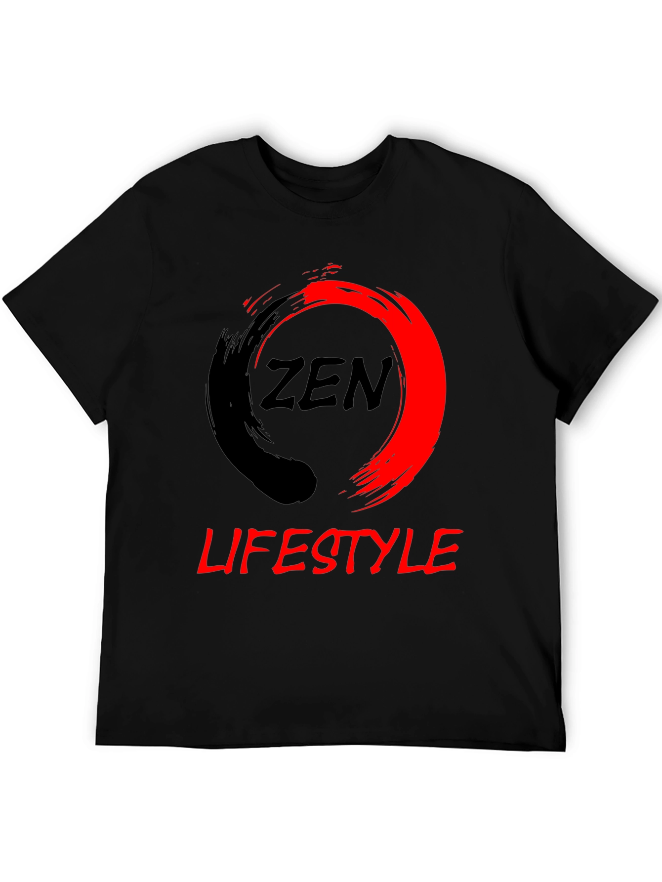 Zen Lifestyle Black T-Shirt: Red & Black Graphic Tee