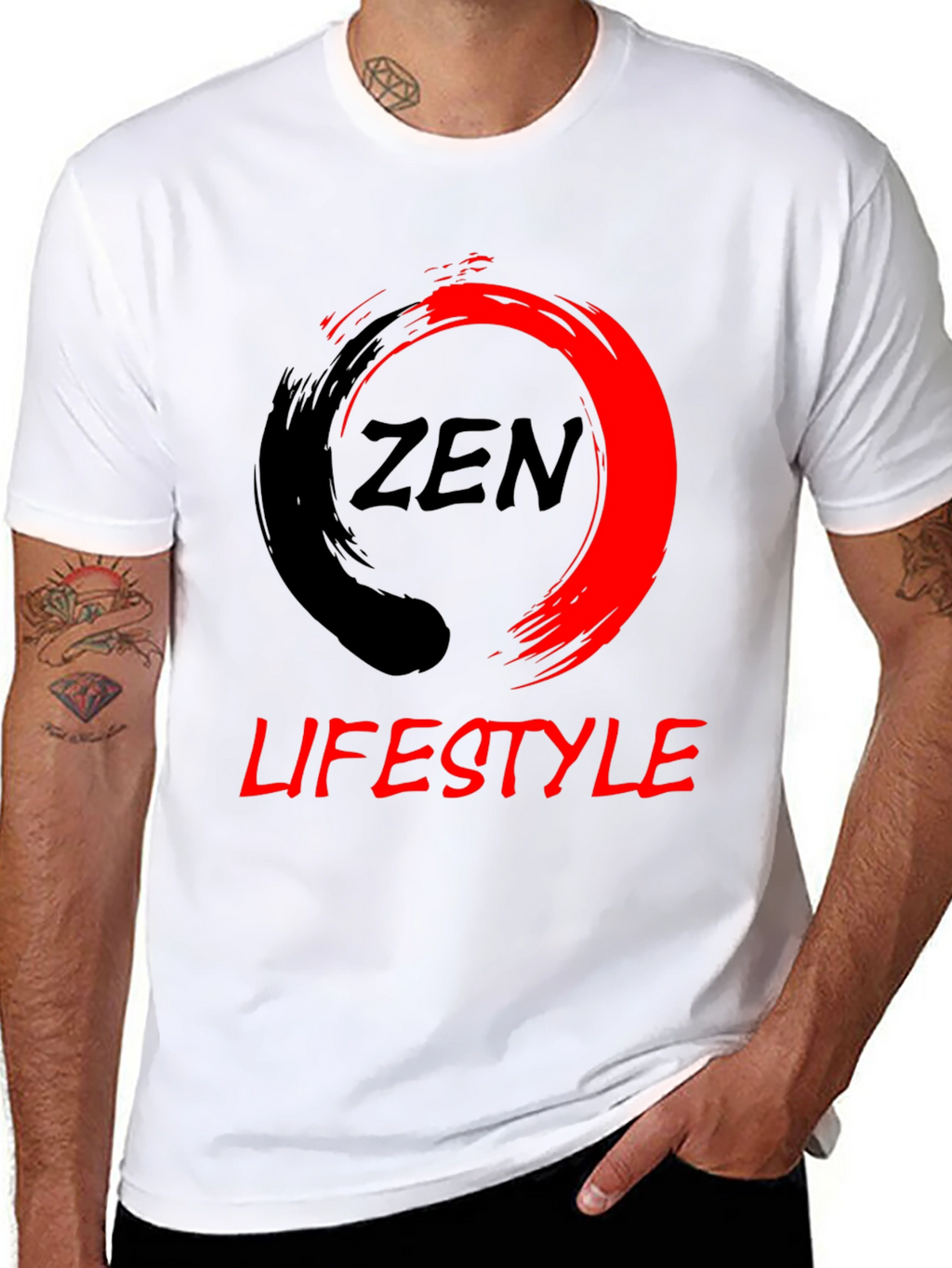 Zen Lifestyle Black T-Shirt: Red & Black Graphic Tee