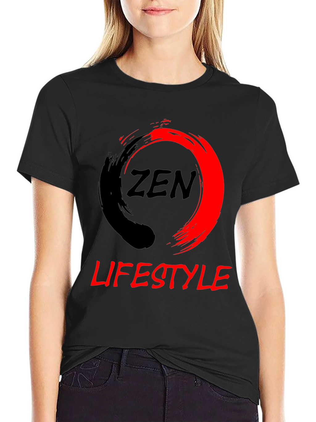 Zen Lifestyle Black T-Shirt: Red & Black Graphic Tee