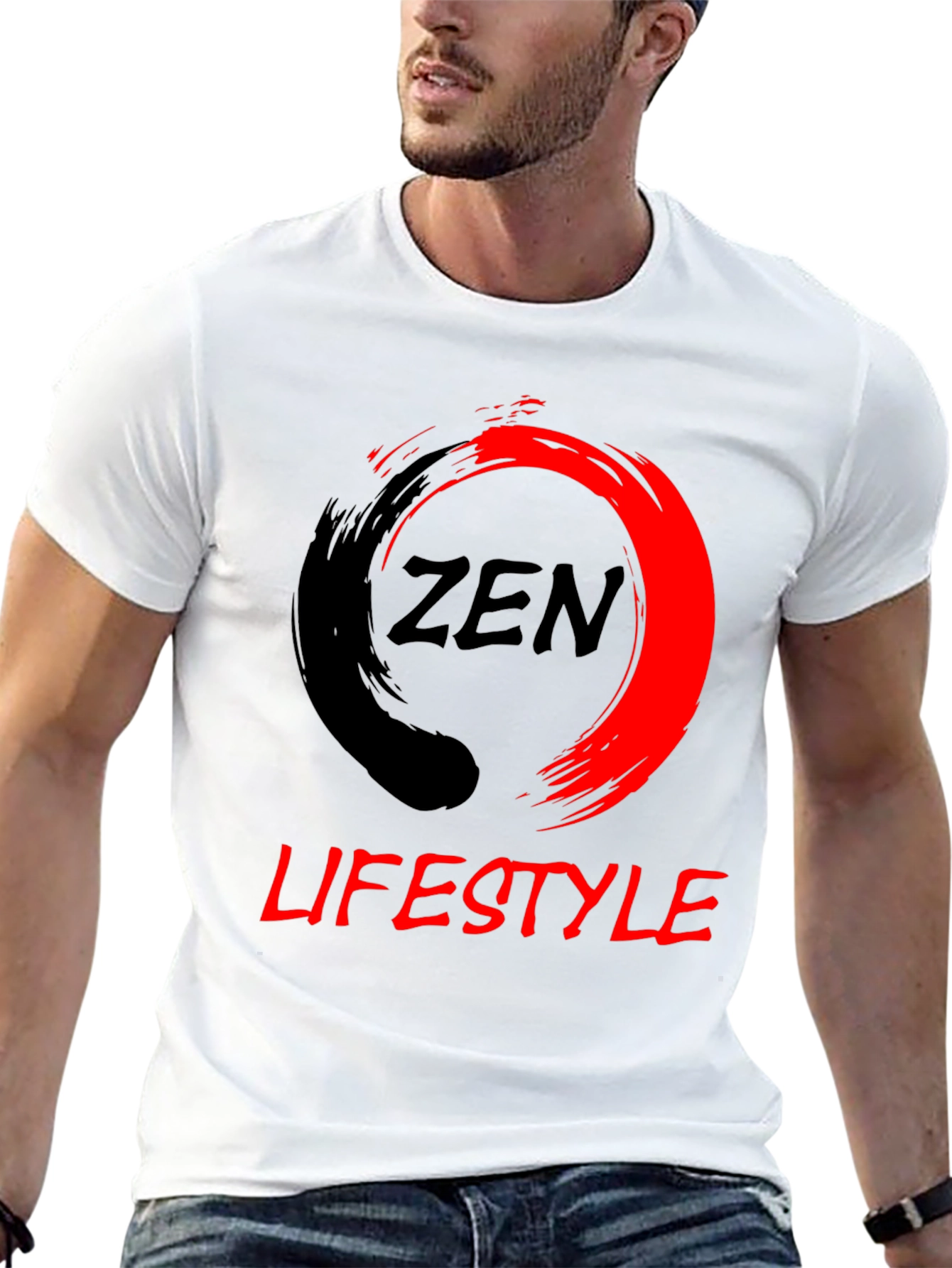 Zen Lifestyle Black T-Shirt: Red & Black Graphic Tee