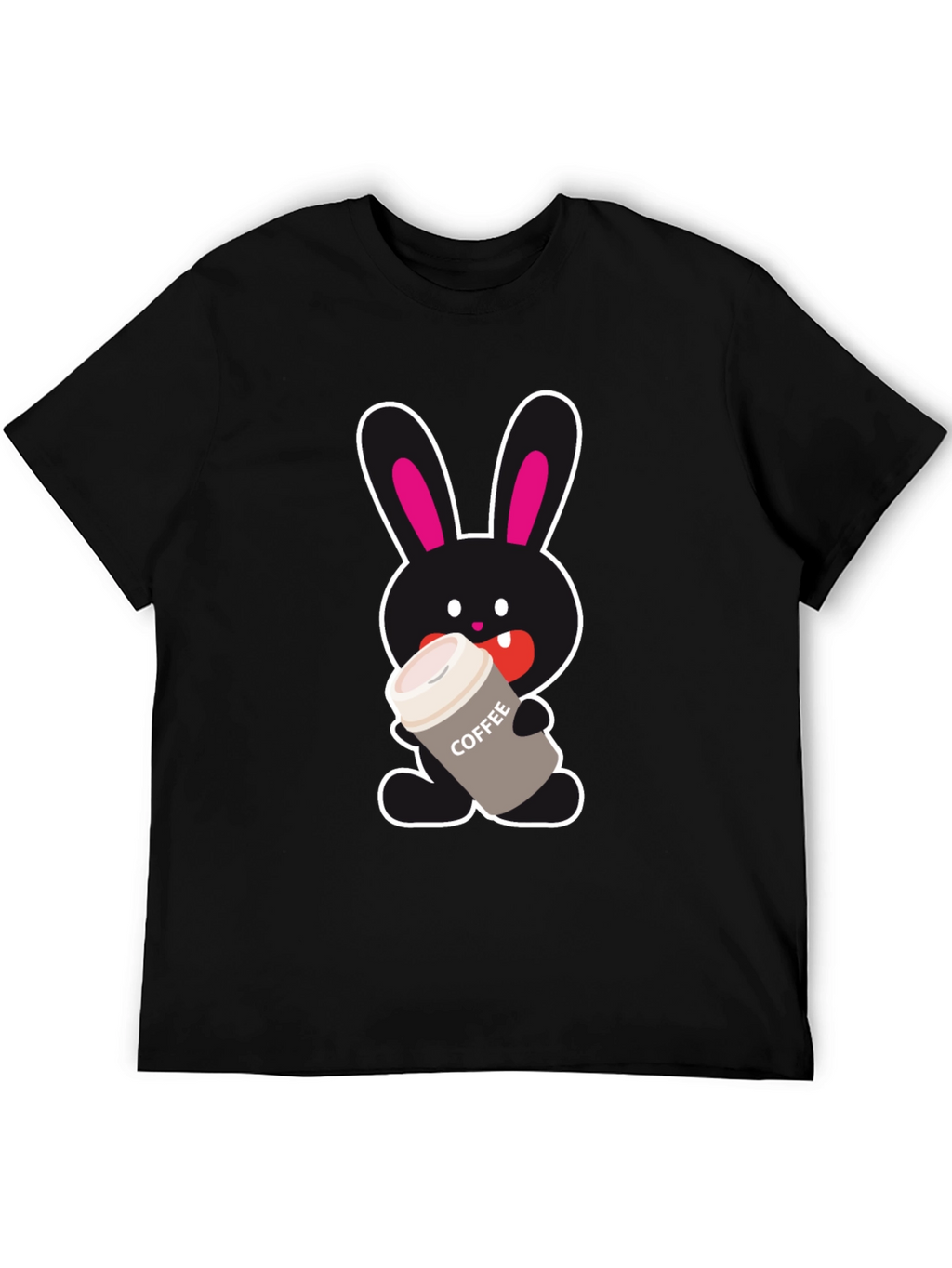 Bunny Coffee Lover Black T-Shirt