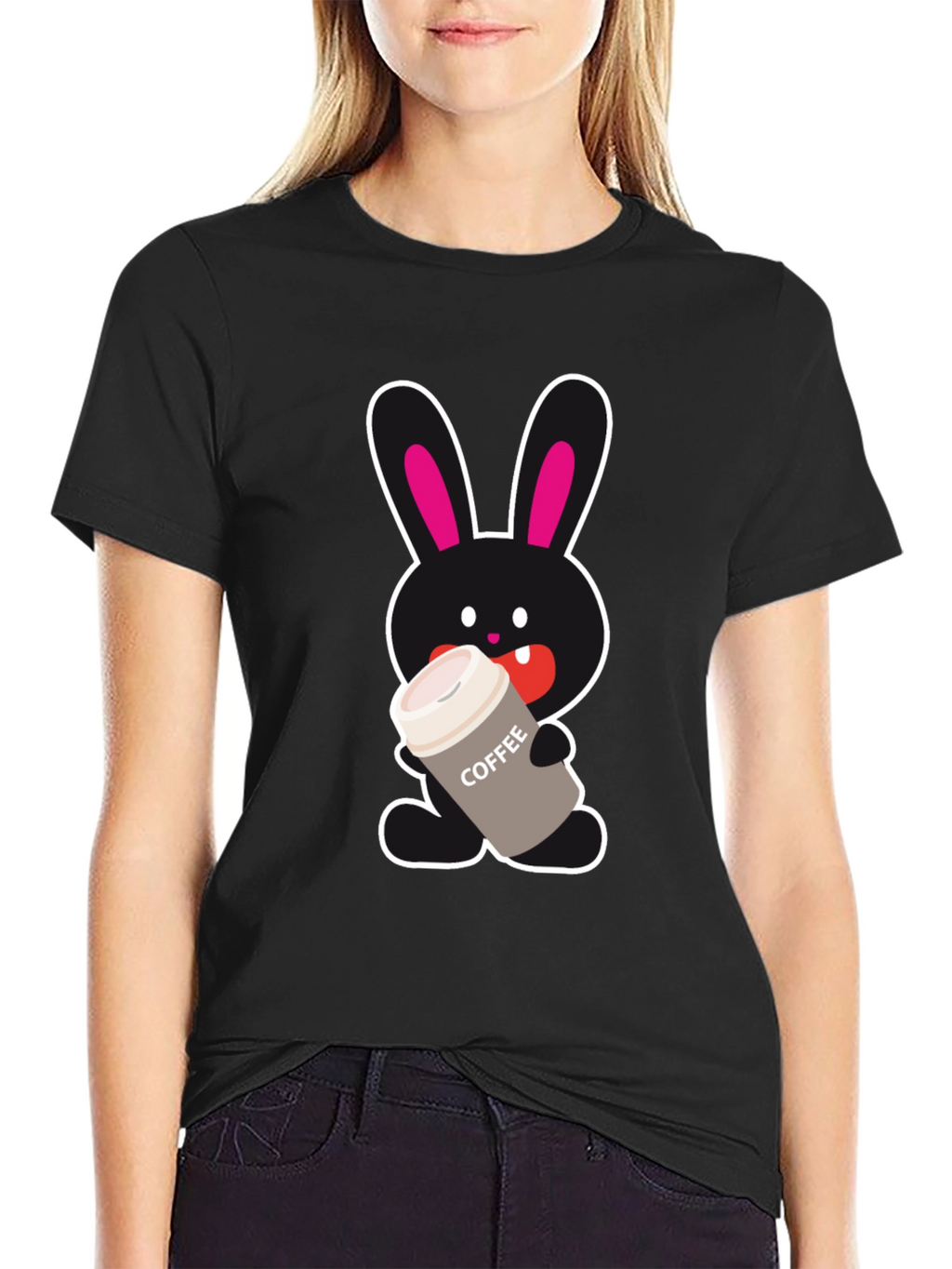 Bunny Coffee Lover Black T-Shirt