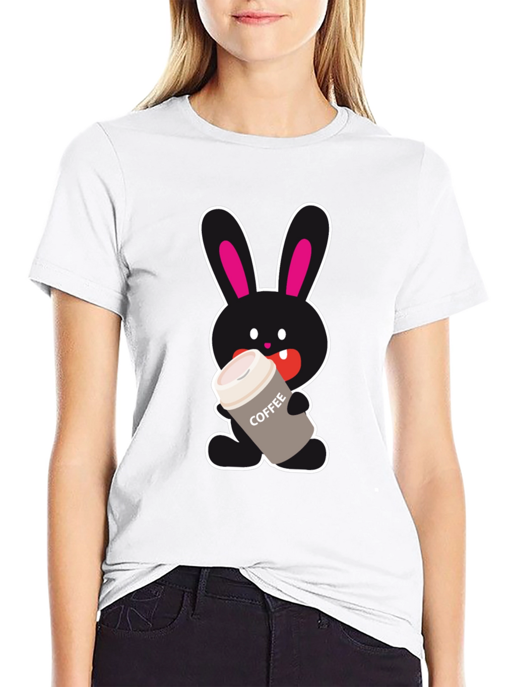 Bunny Coffee Lover Black T-Shirt
