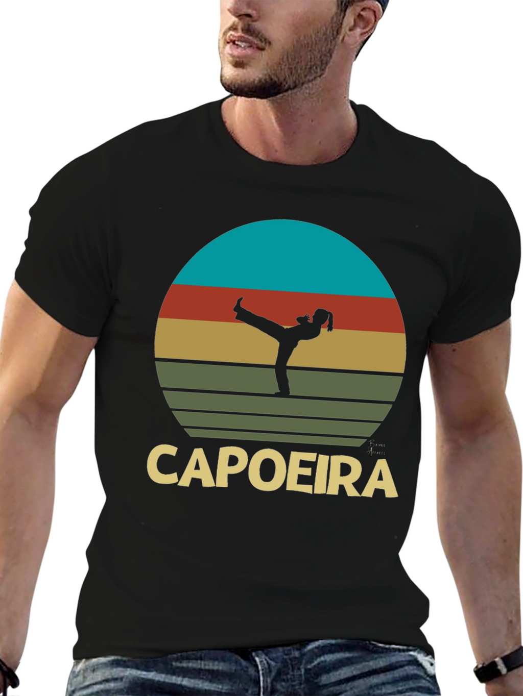 Capoeira Silhouette T-Shirt - Retro Martial Arts Design