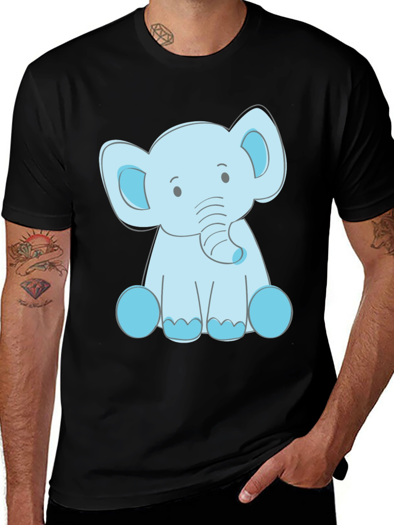 Cute Elephant Graphic Tee - Soft Cotton Blend