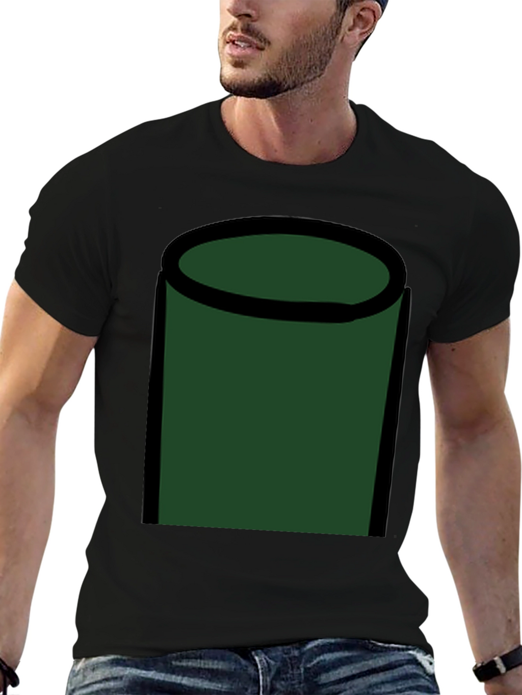 Abstract Green Tube Graphic T-Shirt