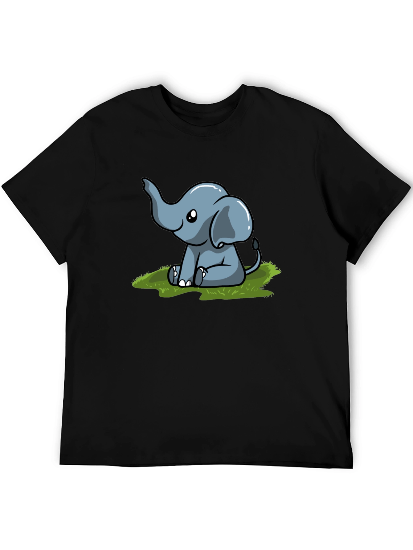 Cute Elephant Graphic T-Shirt - Black