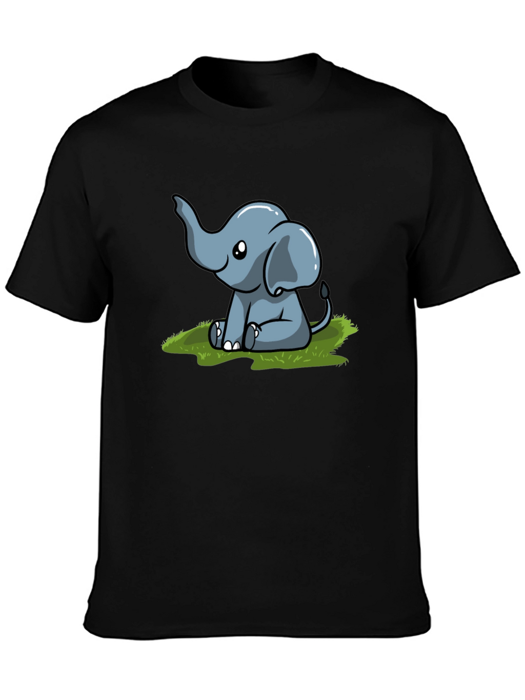 Cute Elephant Graphic T-Shirt - Black