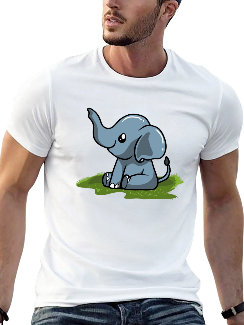 Cute Elephant Graphic T-Shirt - Black