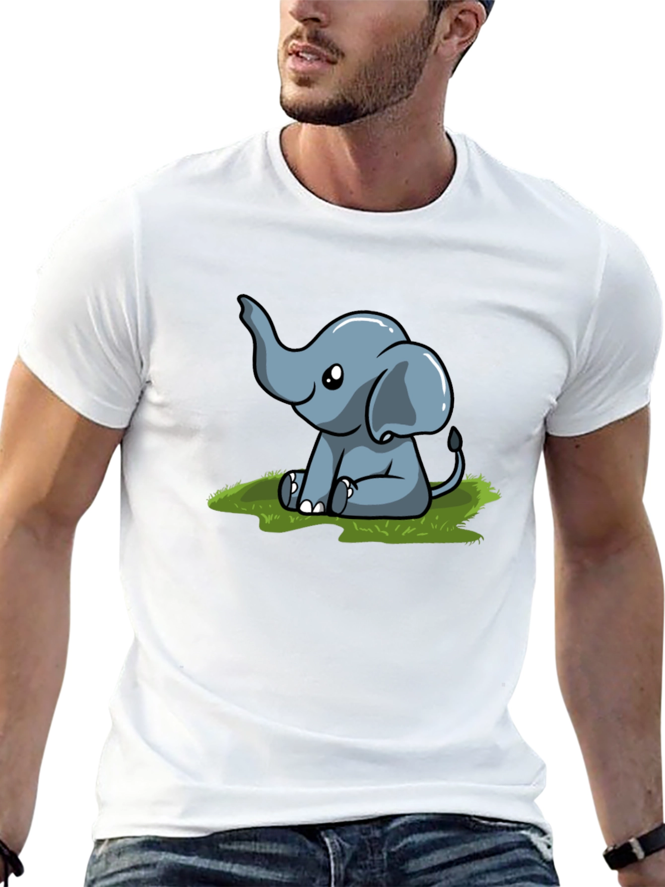 Cute Elephant Graphic T-Shirt - Black