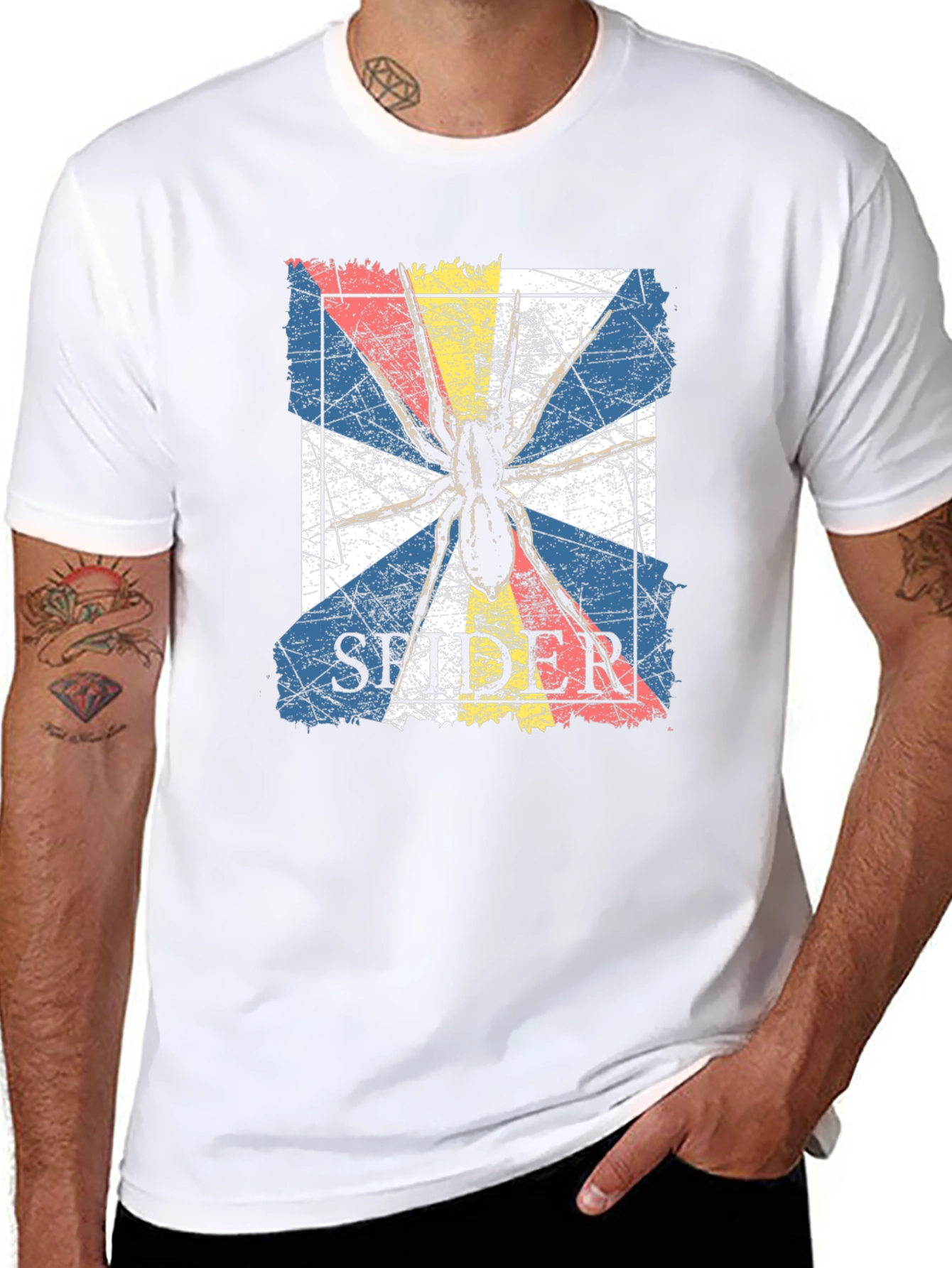 Spider Graphic Tee - Grunge Retro Design