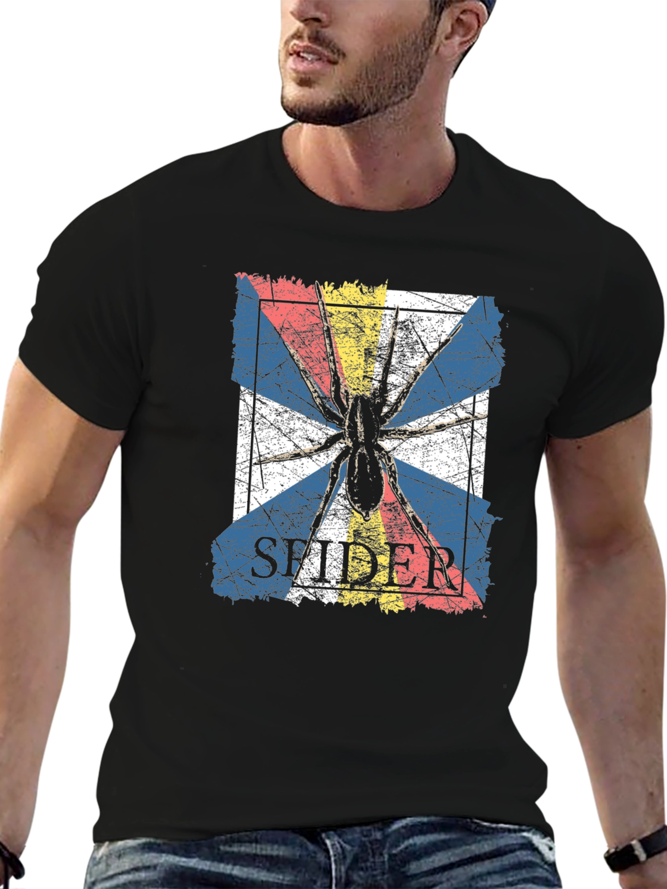 Spider Graphic Tee - Grunge Retro Design