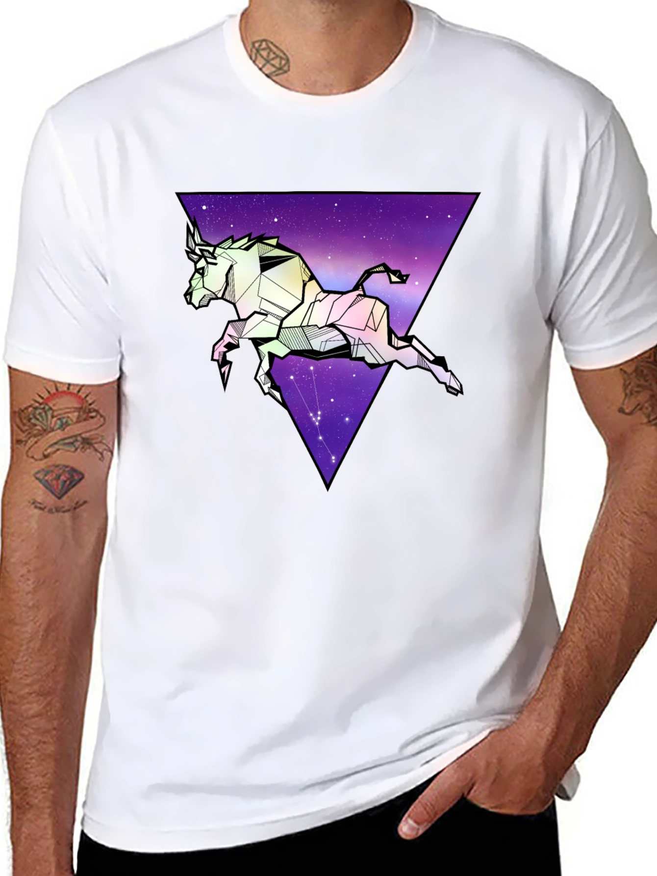 Geometric Taurus Graphic Tee - Zodiac Star Sign