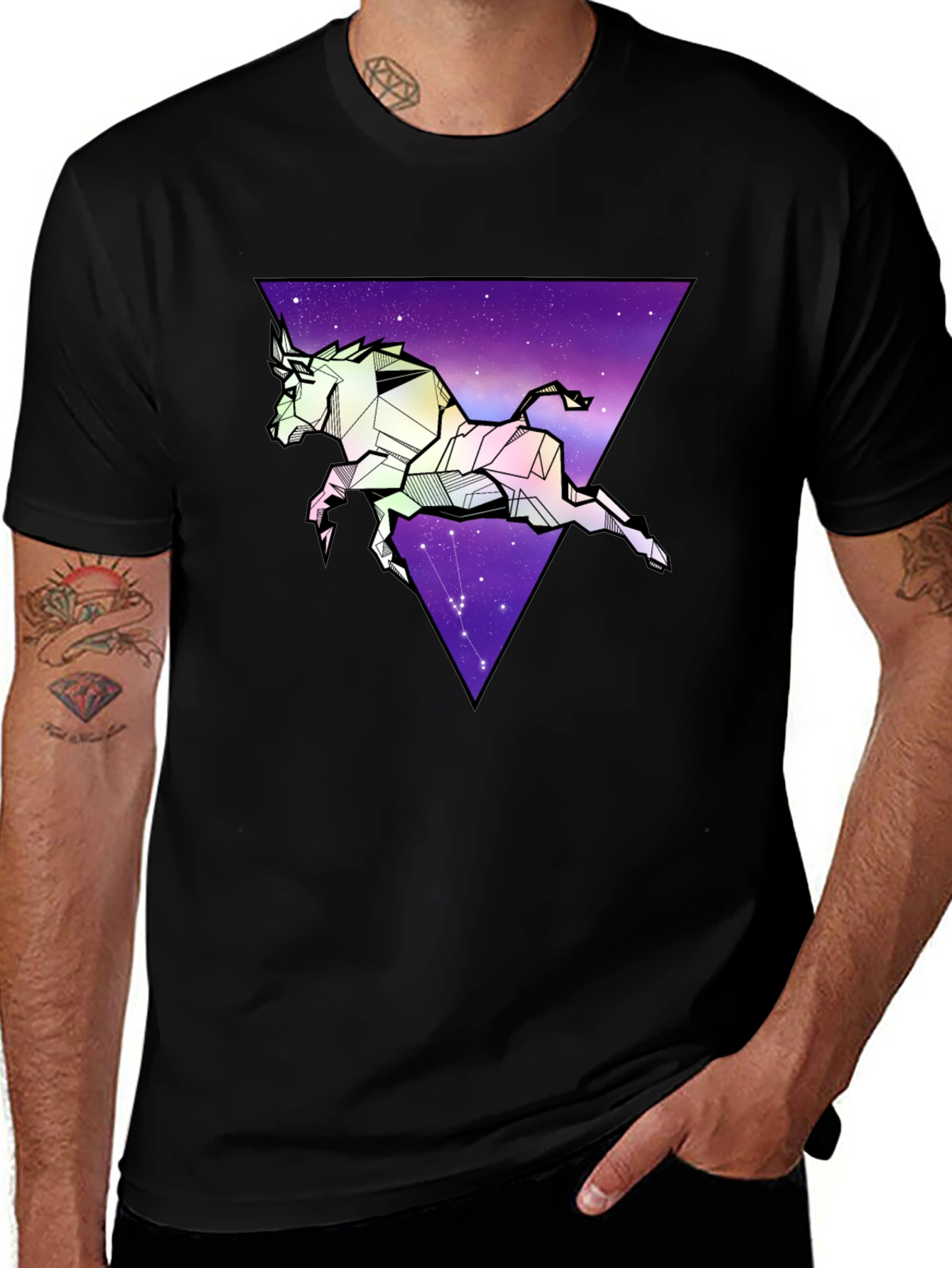 Geometric Taurus Graphic Tee - Zodiac Star Sign