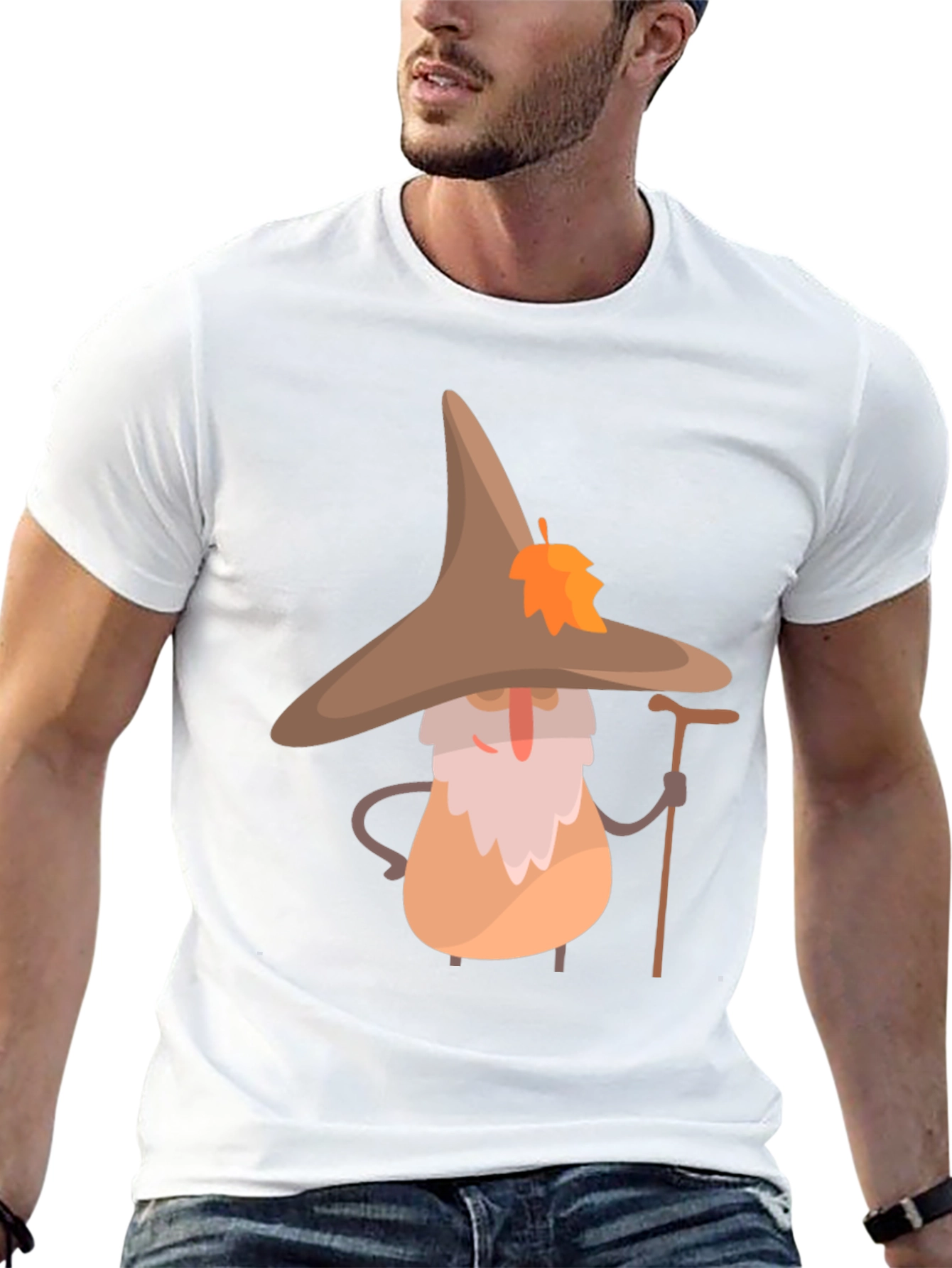 Whimsical Wizard T-Shirt - Unique Cartoon Graphic Tee