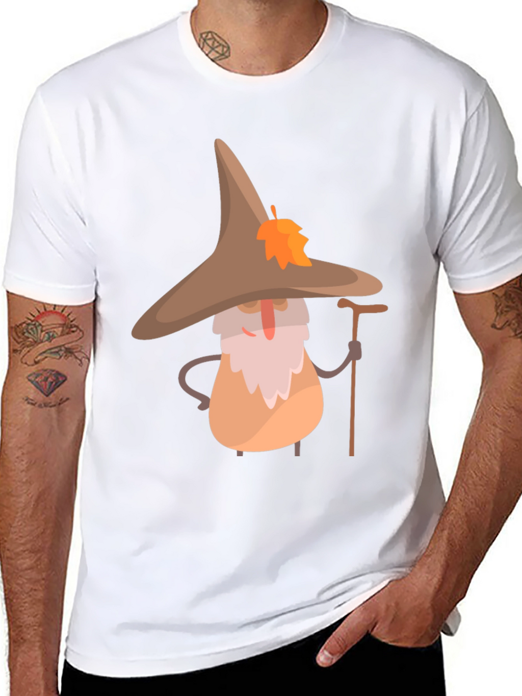 Whimsical Wizard T-Shirt - Unique Cartoon Graphic Tee