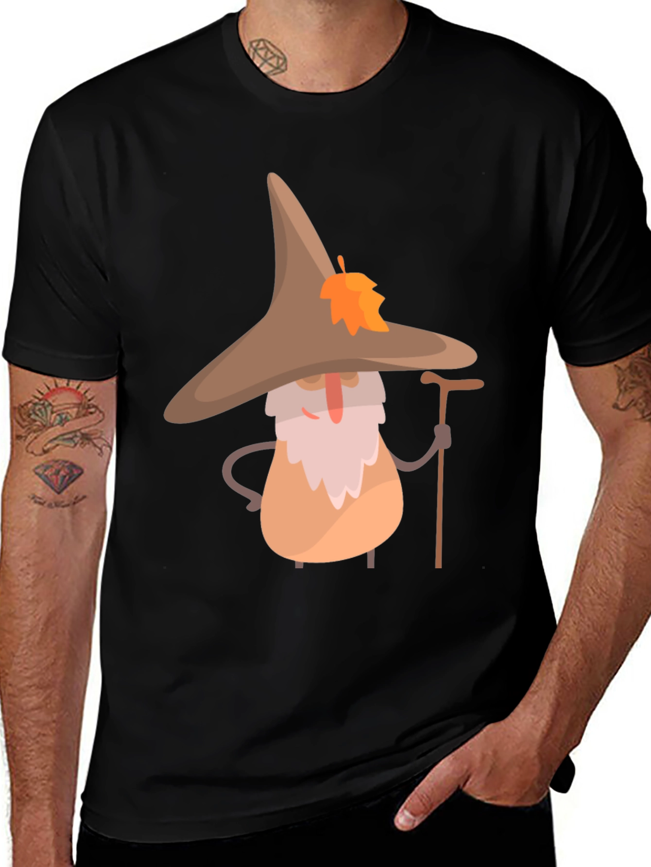 Whimsical Wizard T-Shirt - Unique Cartoon Graphic Tee