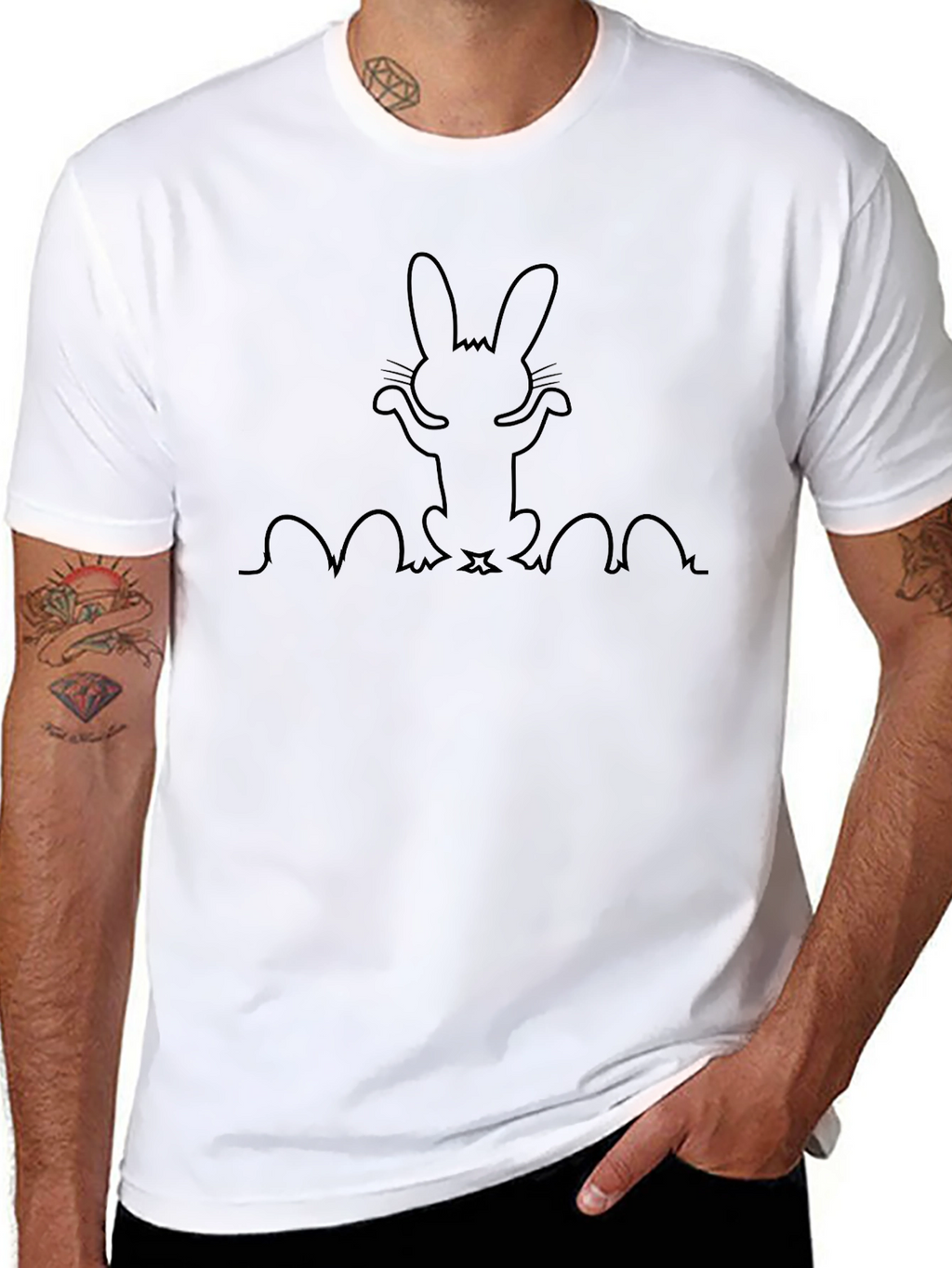 Bunny Silhouette Mens Black Graphic Tee