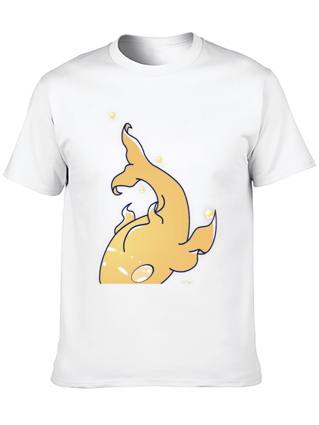 Unique Gold Fish Graphic Black T-Shirt