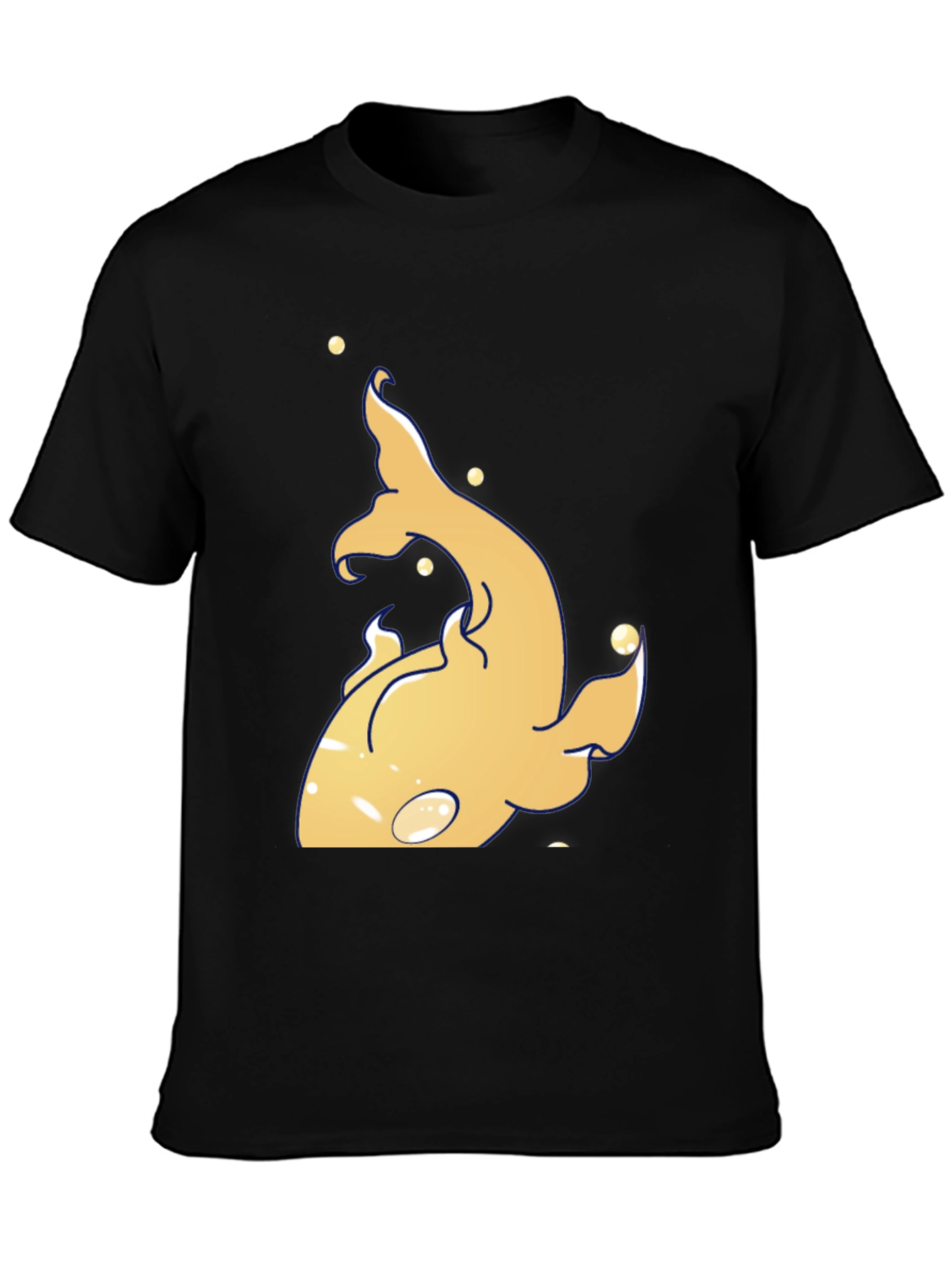 Unique Gold Fish Graphic Black T-Shirt