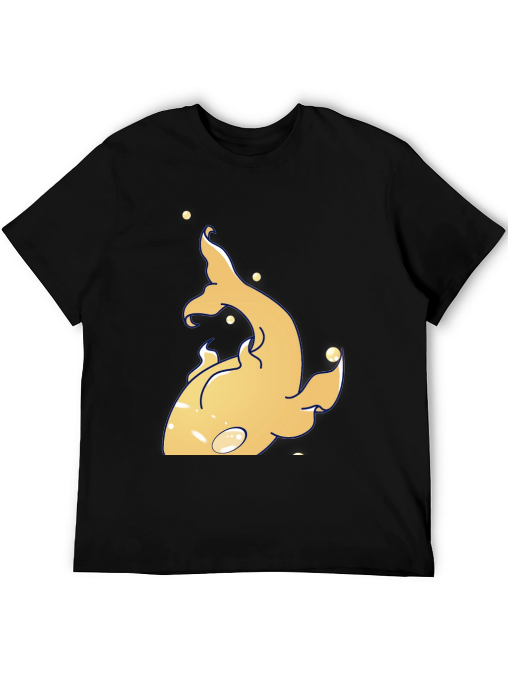 Unique Gold Fish Graphic Black T-Shirt