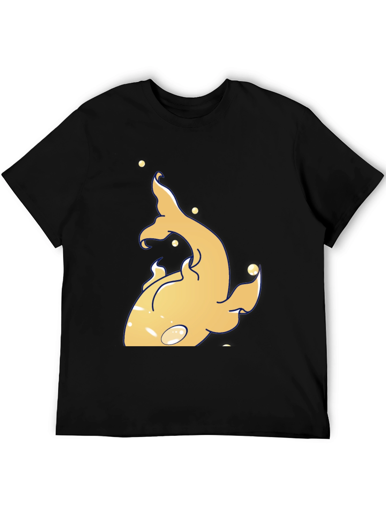 Unique Gold Fish Graphic Black T-Shirt