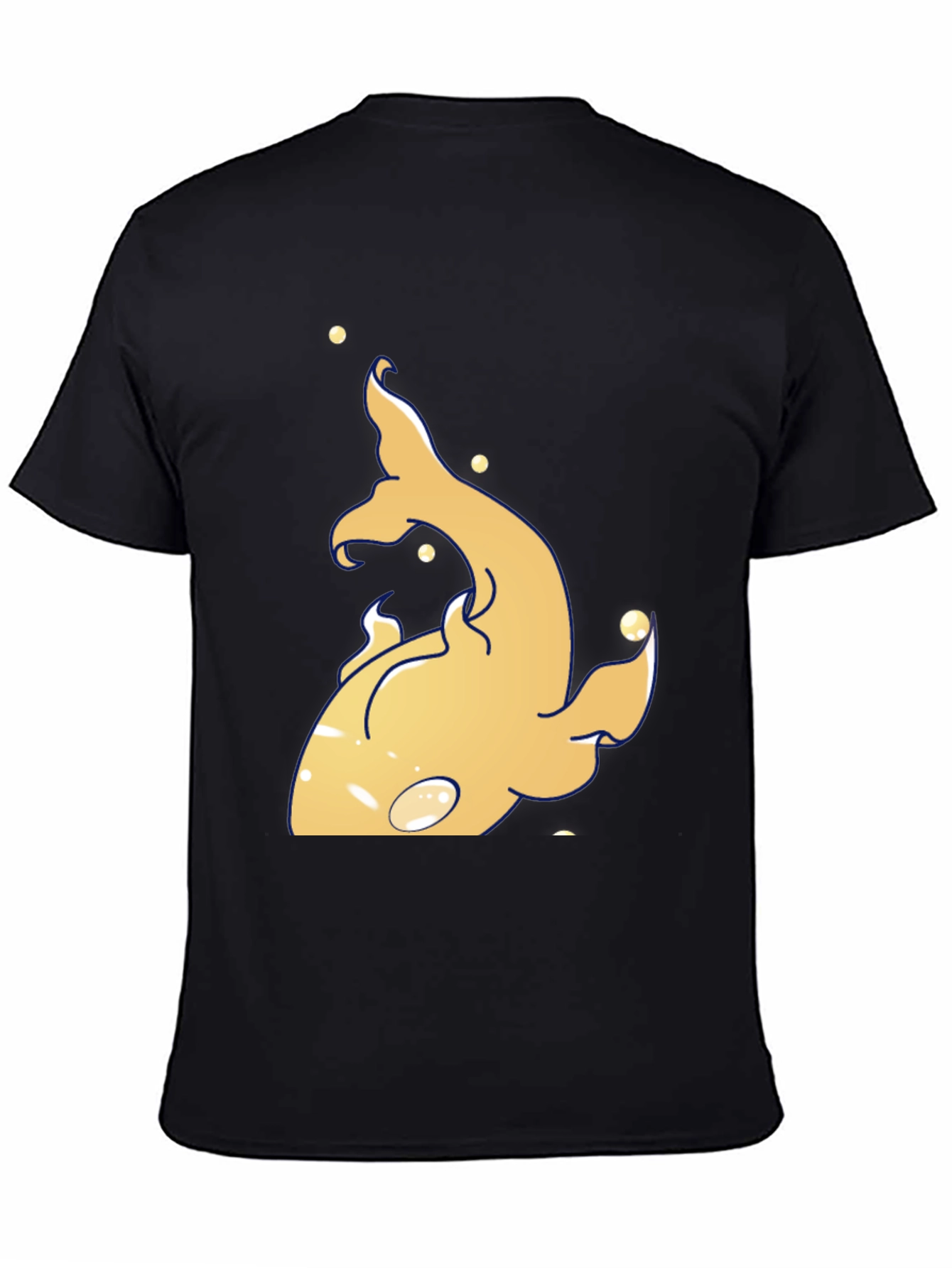 Unique Gold Fish Graphic Black T-Shirt