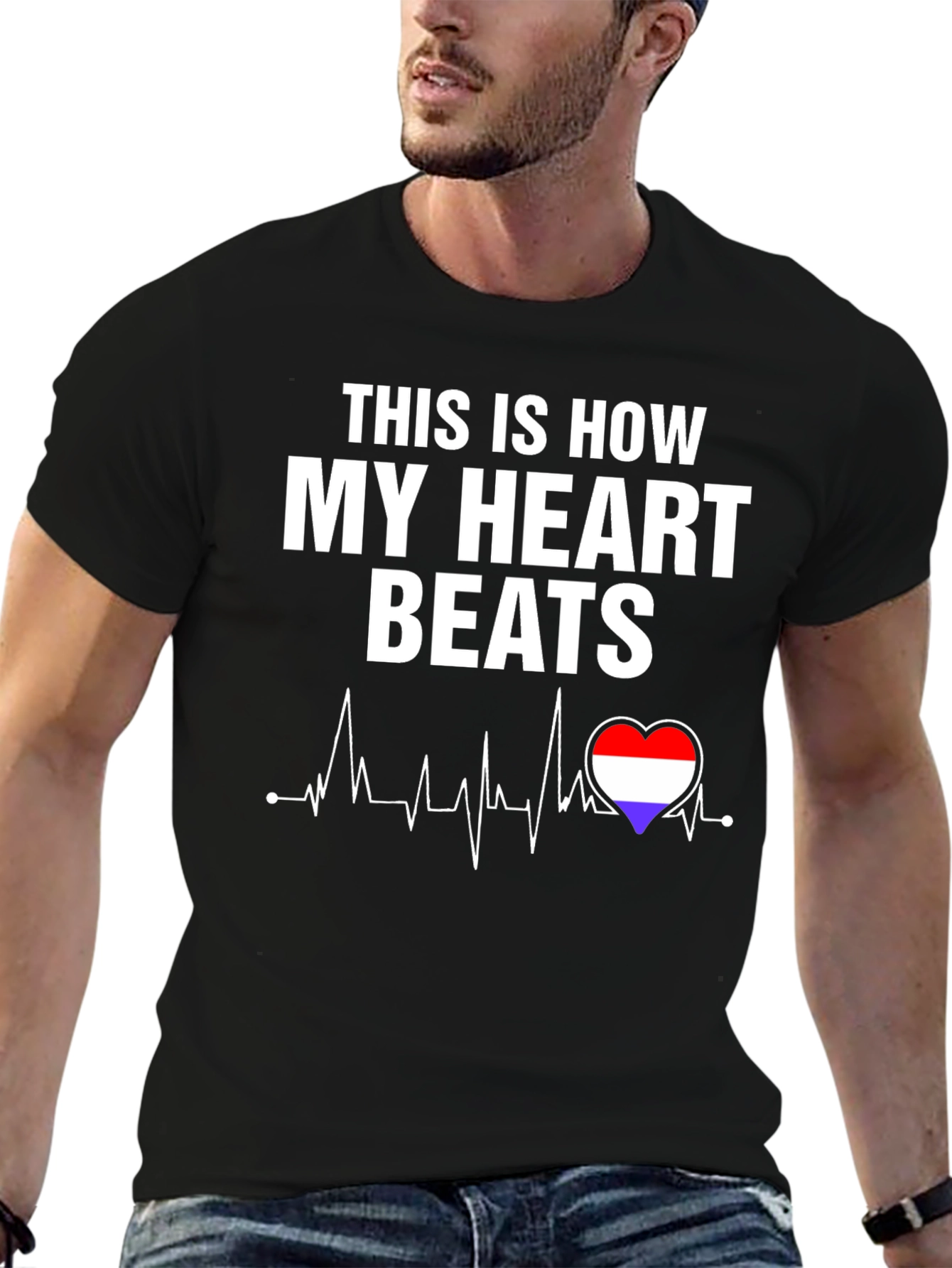 Heartbeat Flag T-Shirt - Stylish Patriotic Tee