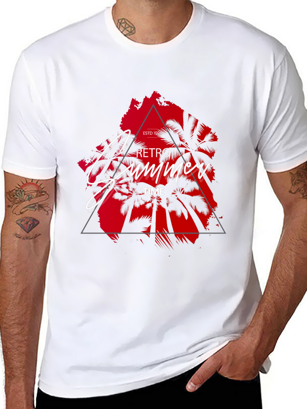Retro Summer Time Black T-Shirt