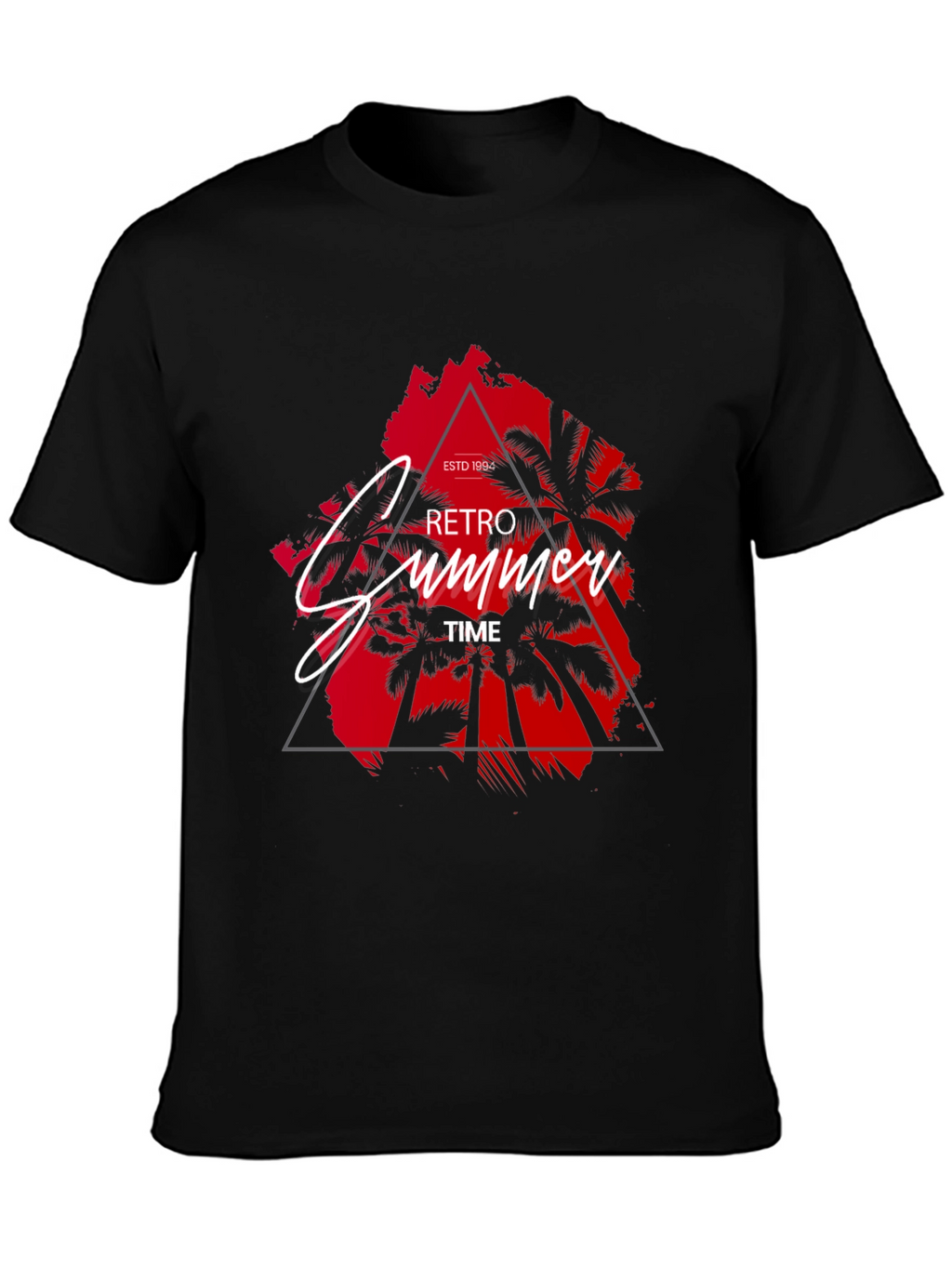 Retro Summer Time Black T-Shirt