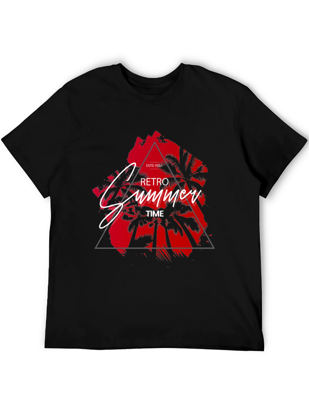 Retro Summer Time Black T-Shirt