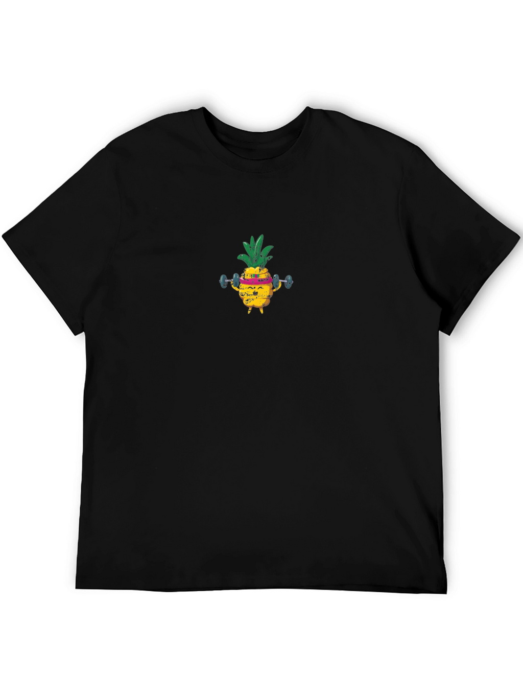 Gym Pineapple T-Shirt - Black Cotton Crew Neck Tee