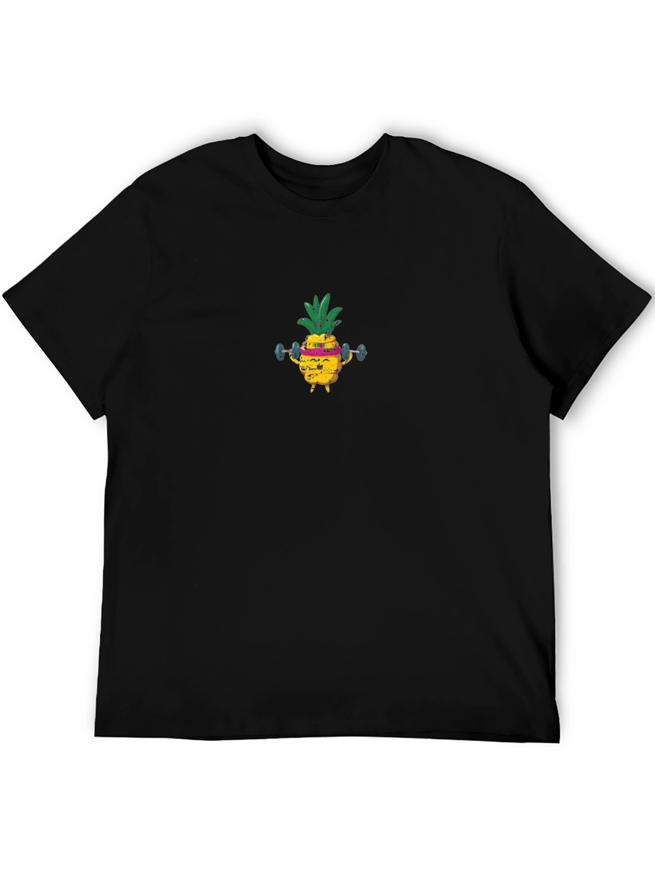 Gym Pineapple T-Shirt - Black Cotton Crew Neck Tee