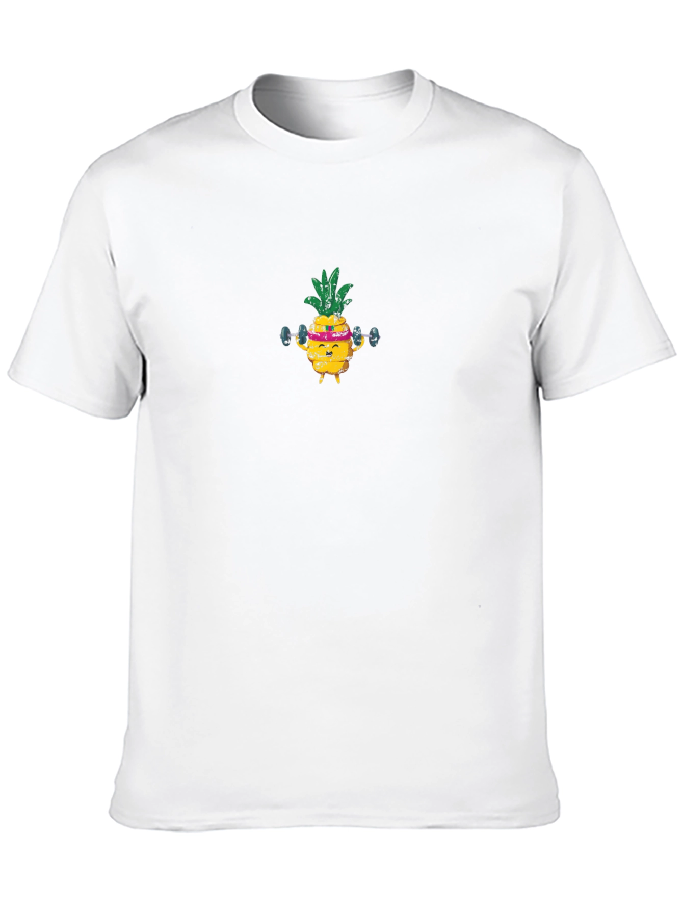 Gym Pineapple T-Shirt - Black Cotton Crew Neck Tee