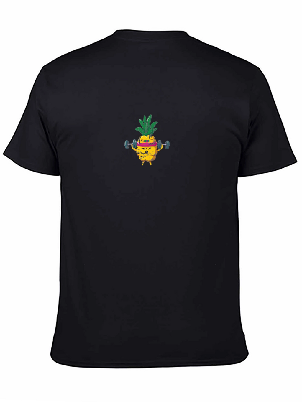Gym Pineapple T-Shirt - Black Cotton Crew Neck Tee