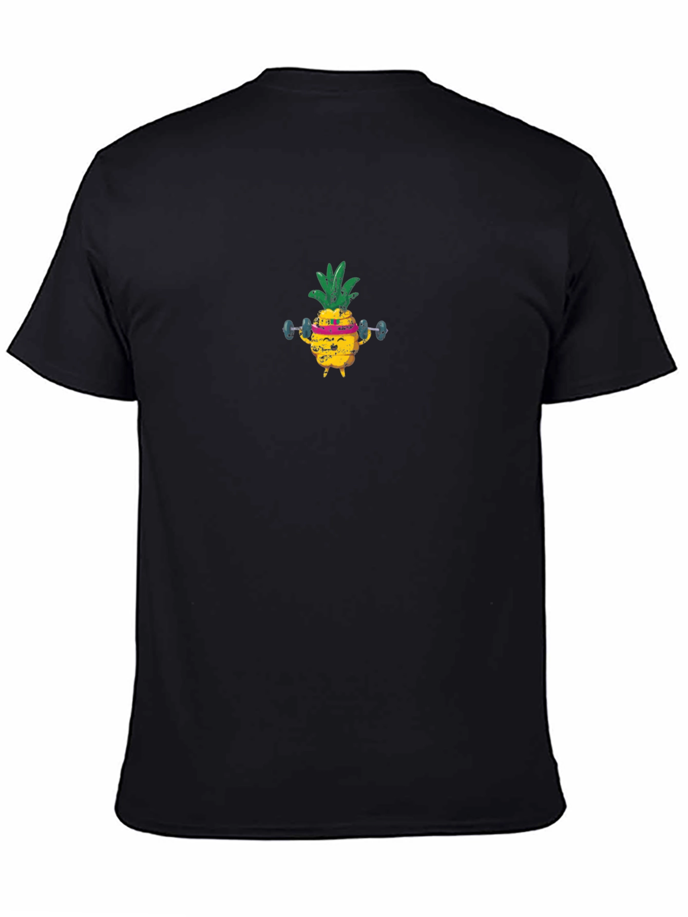 Gym Pineapple T-Shirt - Black Cotton Crew Neck Tee