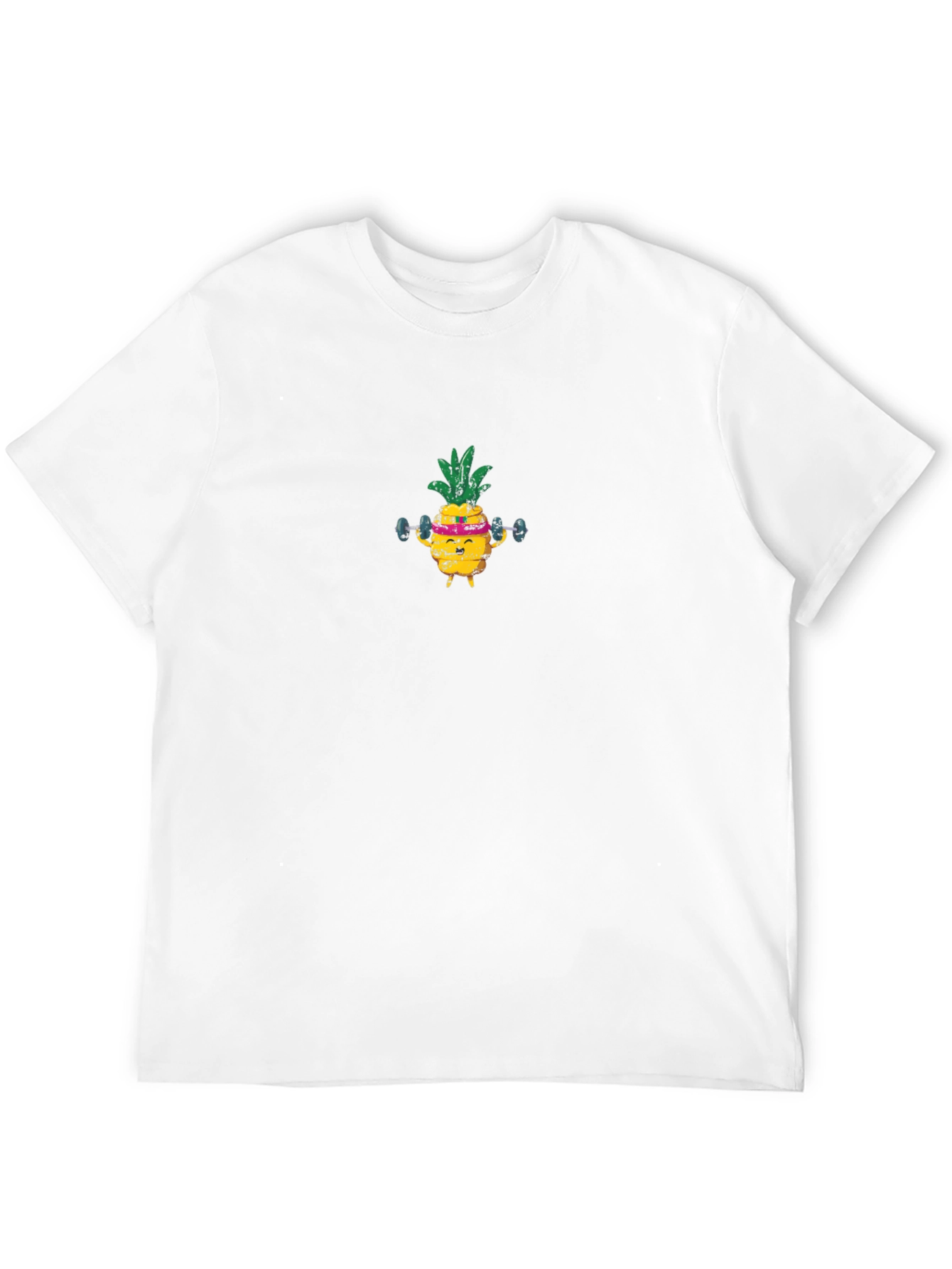 Gym Pineapple T-Shirt - Black Cotton Crew Neck Tee