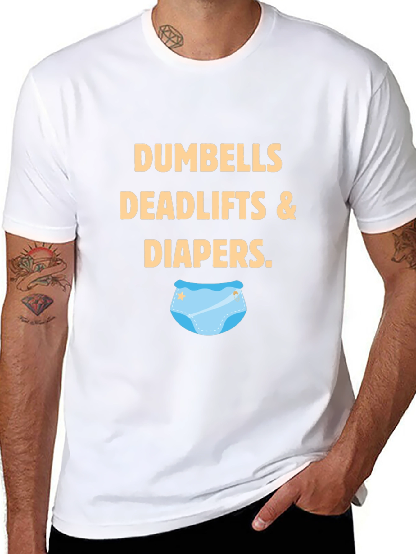Dumbbells Deadlifts & Diapers Graphic Tee