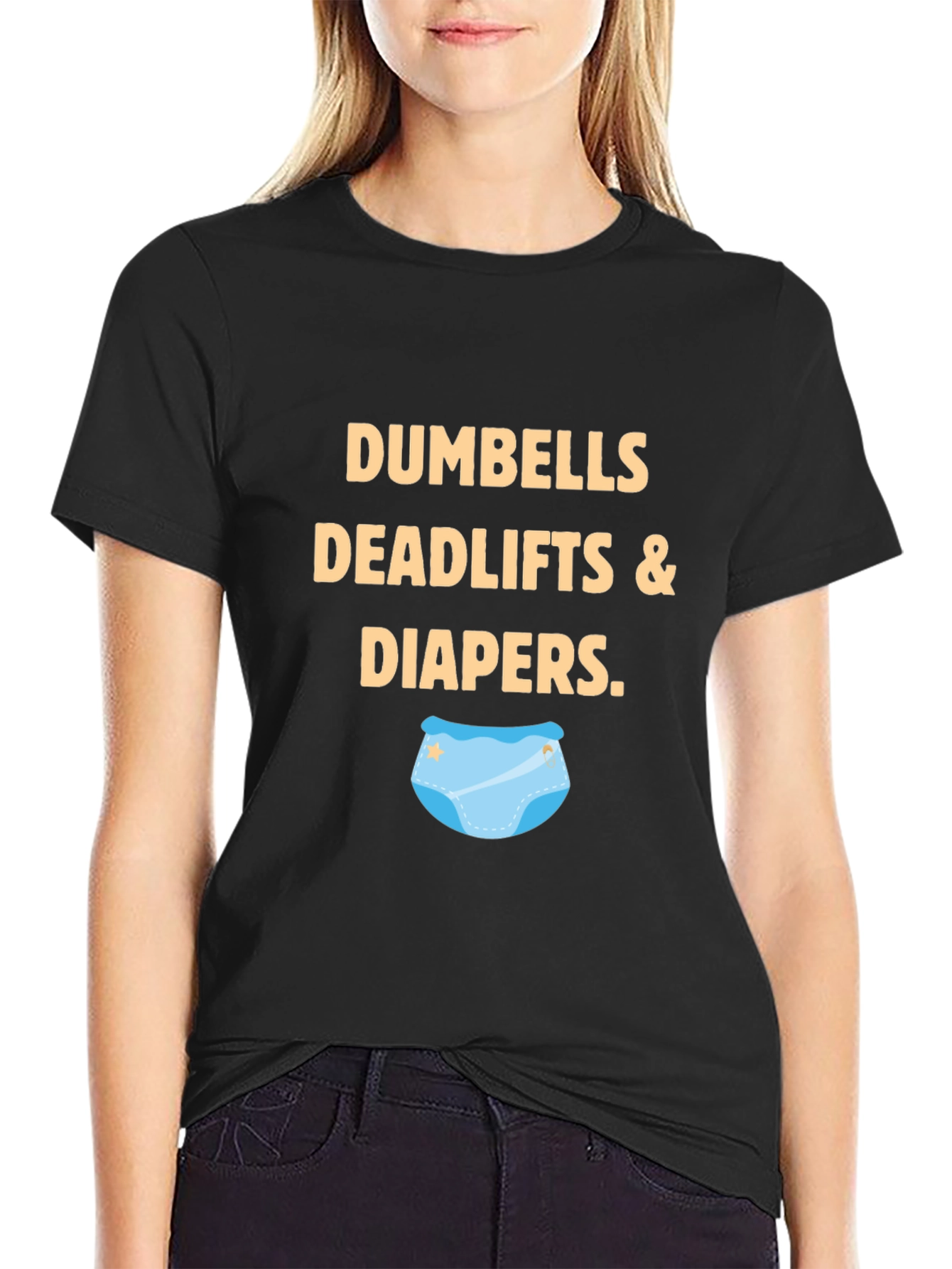 Dumbbells Deadlifts & Diapers Graphic Tee