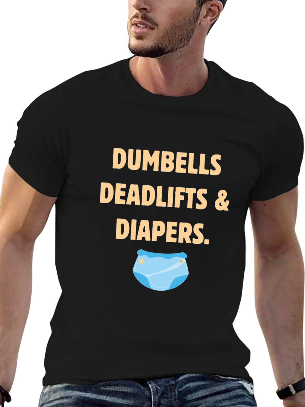 Dumbbells Deadlifts & Diapers Graphic Tee