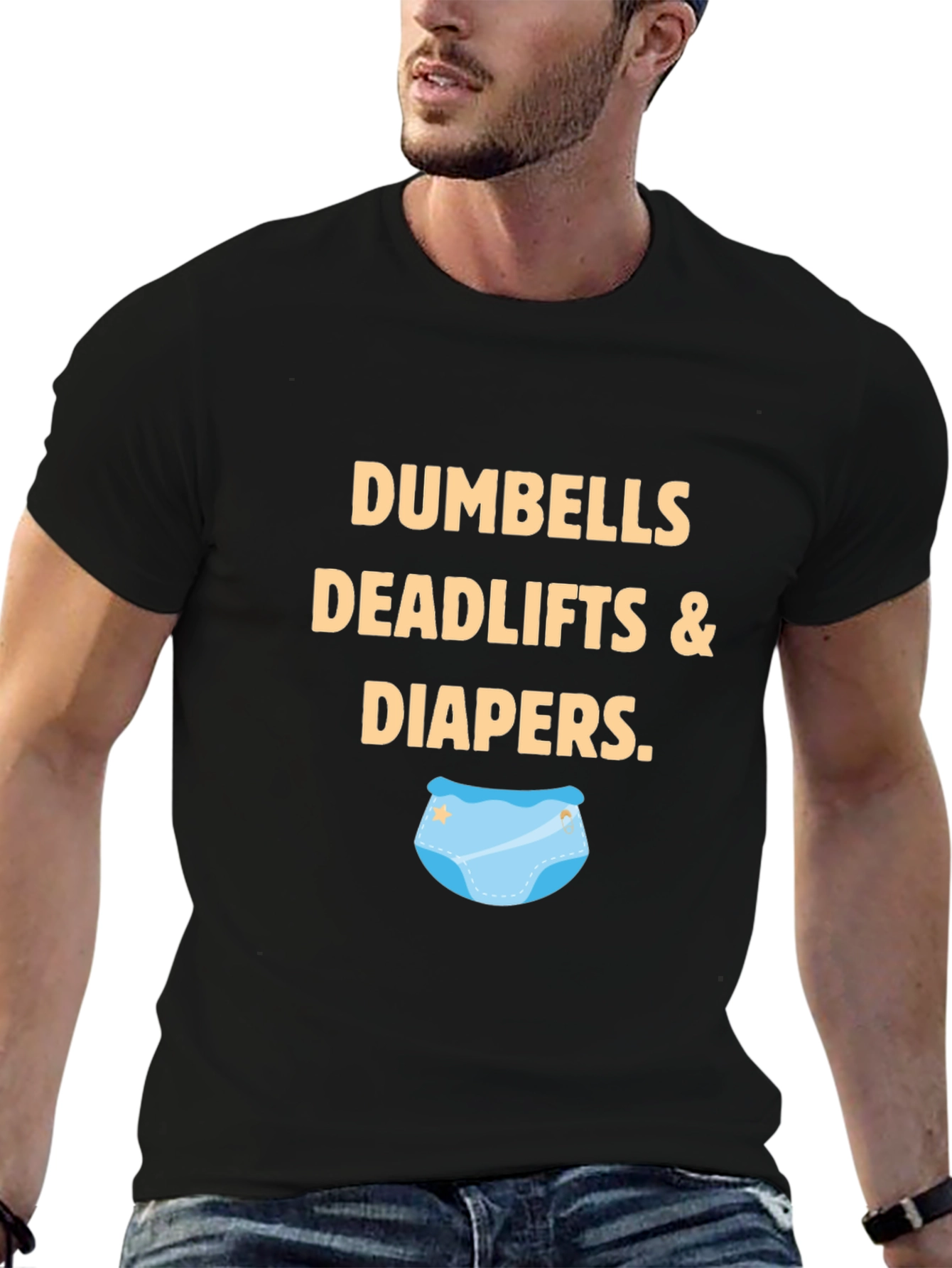 Dumbbells Deadlifts & Diapers Graphic Tee