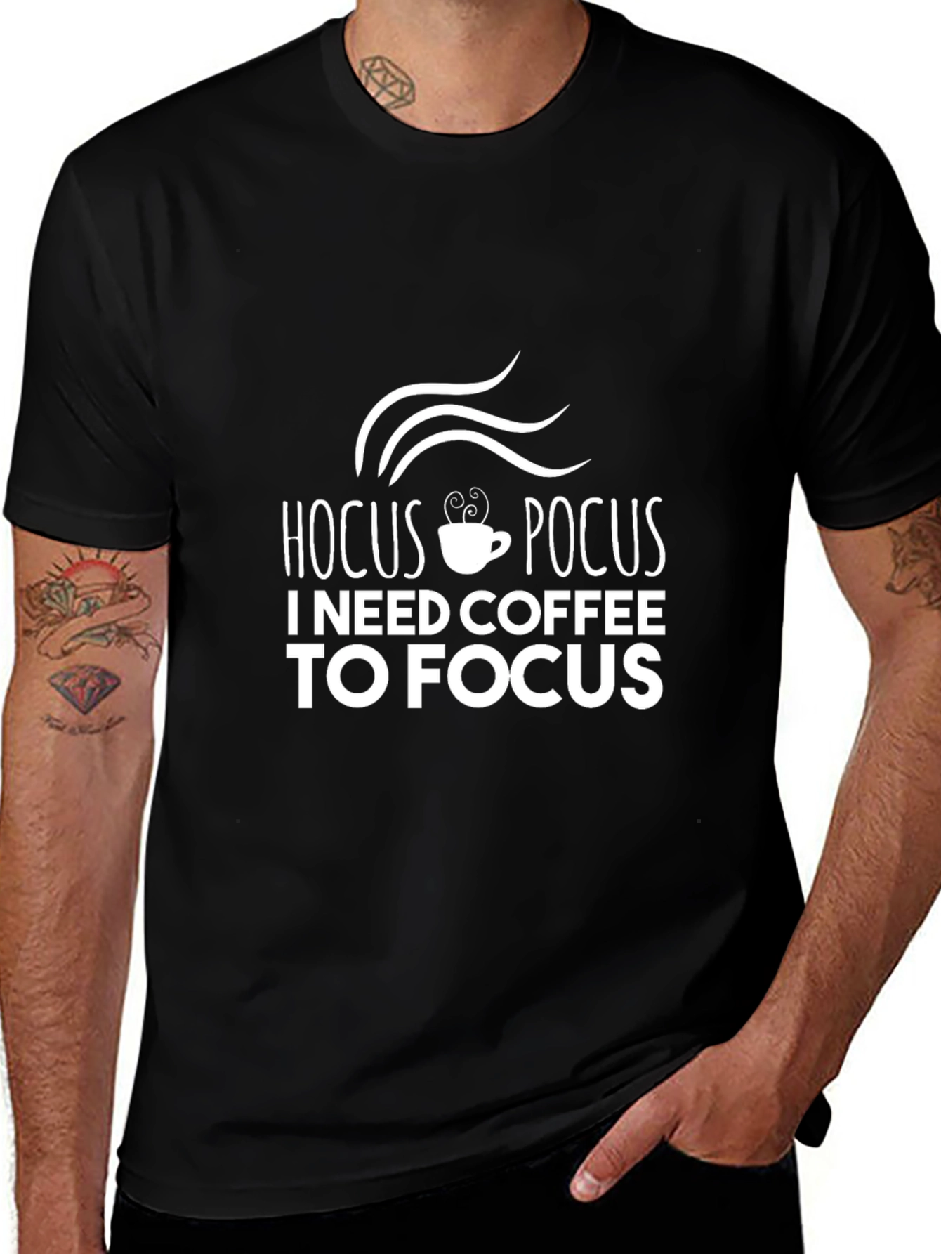 Hocus Pocus Coffee T-Shirt - Mens Black Cotton Tee
