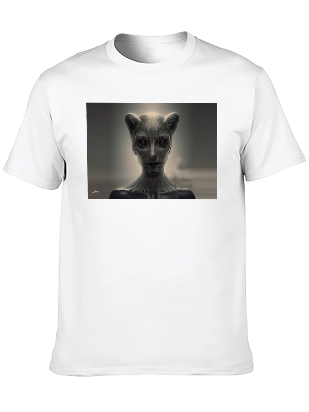 Abstract Feline Graphic Tee - Black