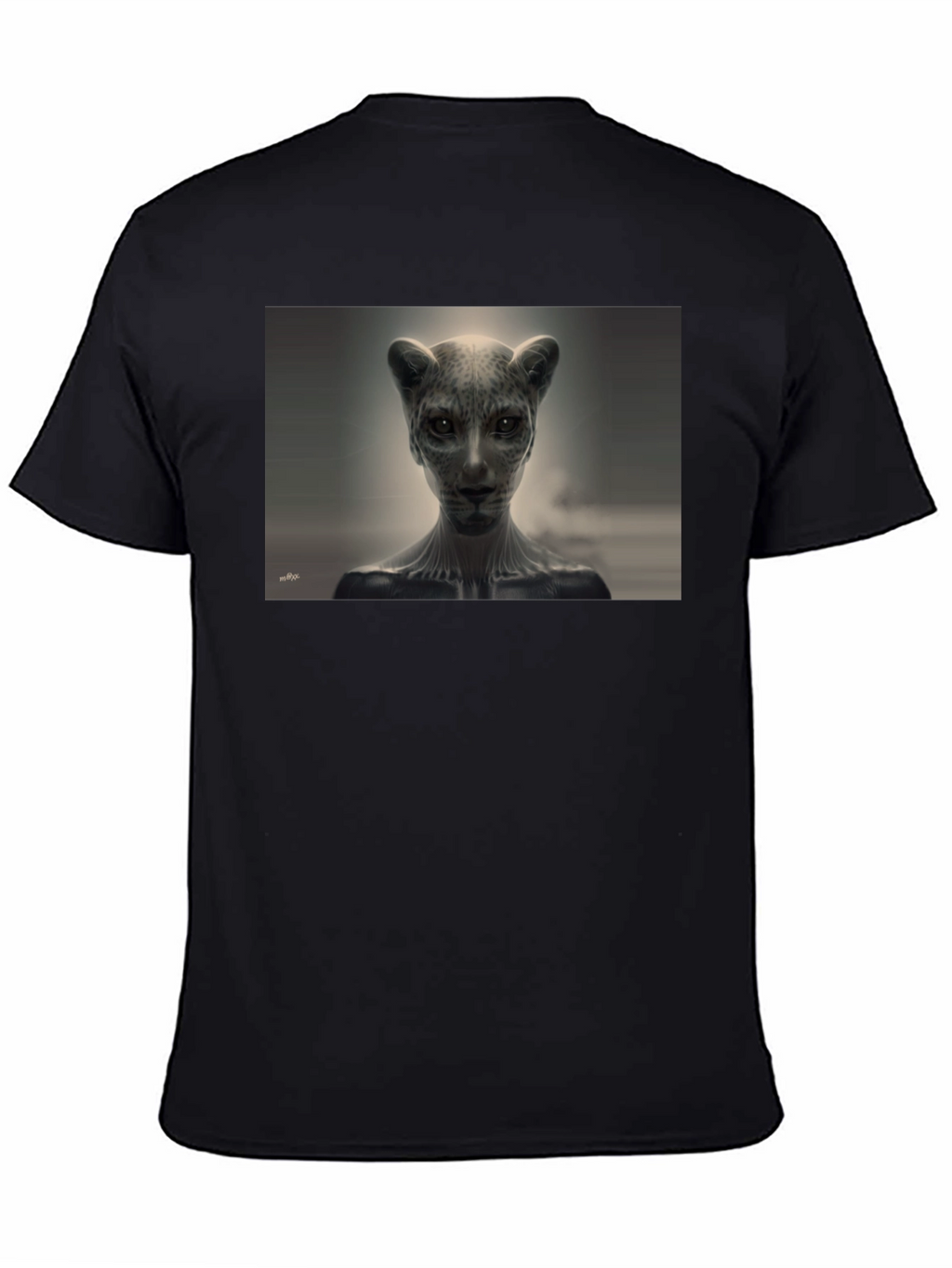 Abstract Feline Graphic Tee - Black