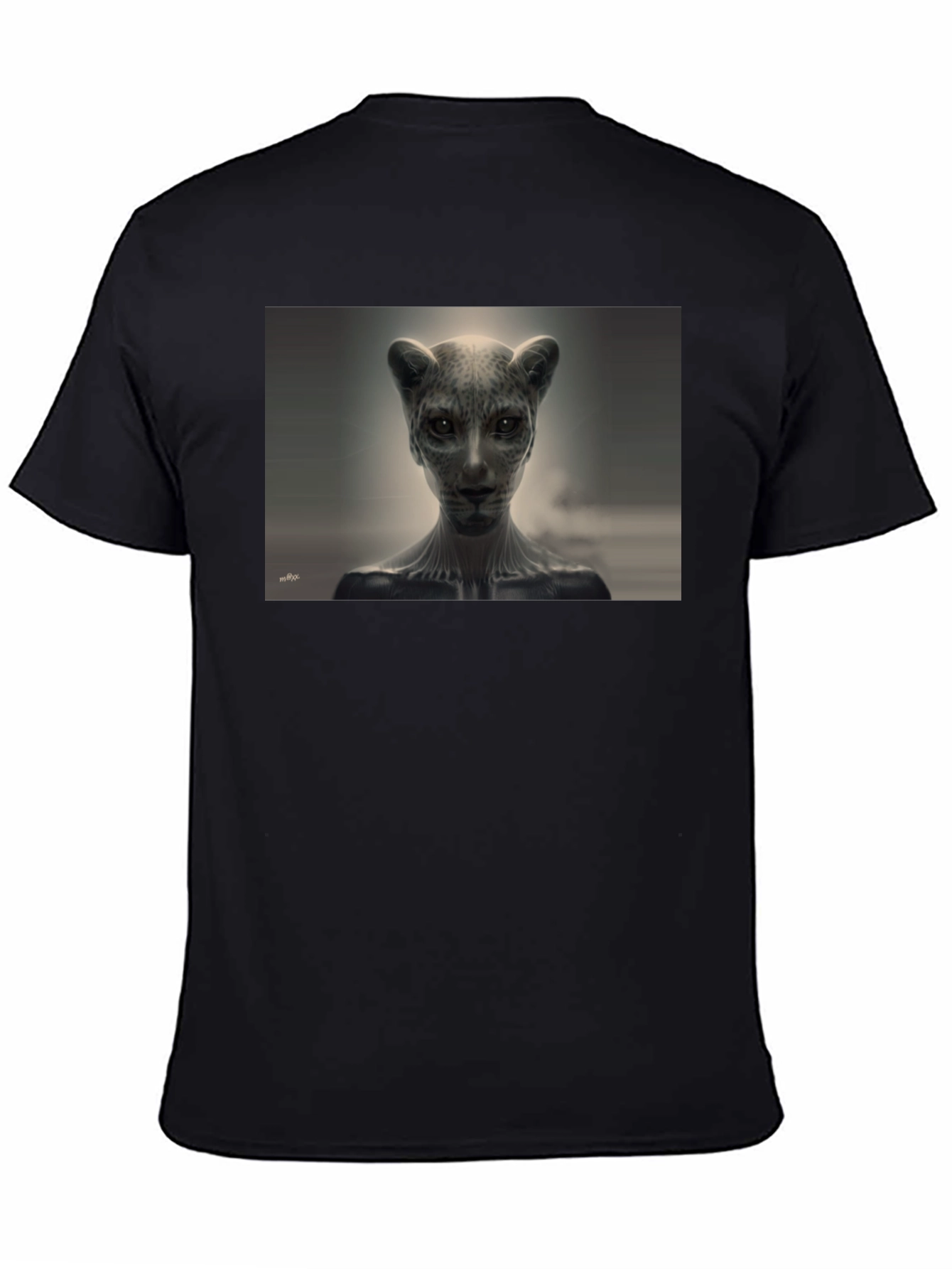 Abstract Feline Graphic Tee - Black